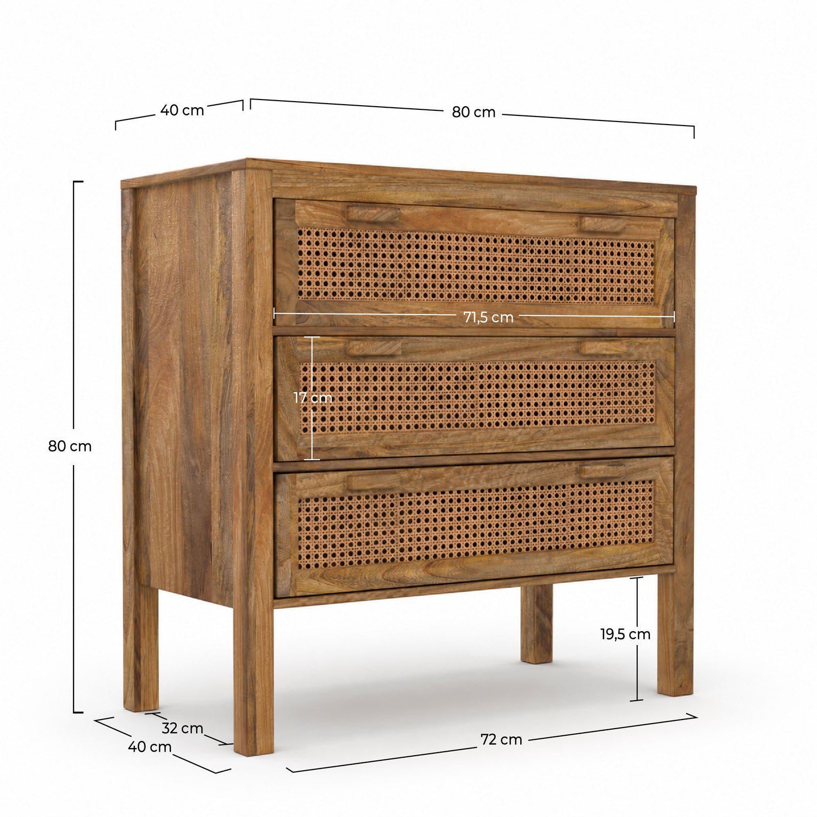 Commode cannage 3 tiroirs Tiki manguier rotin naturel dimensions – Maison Pavane