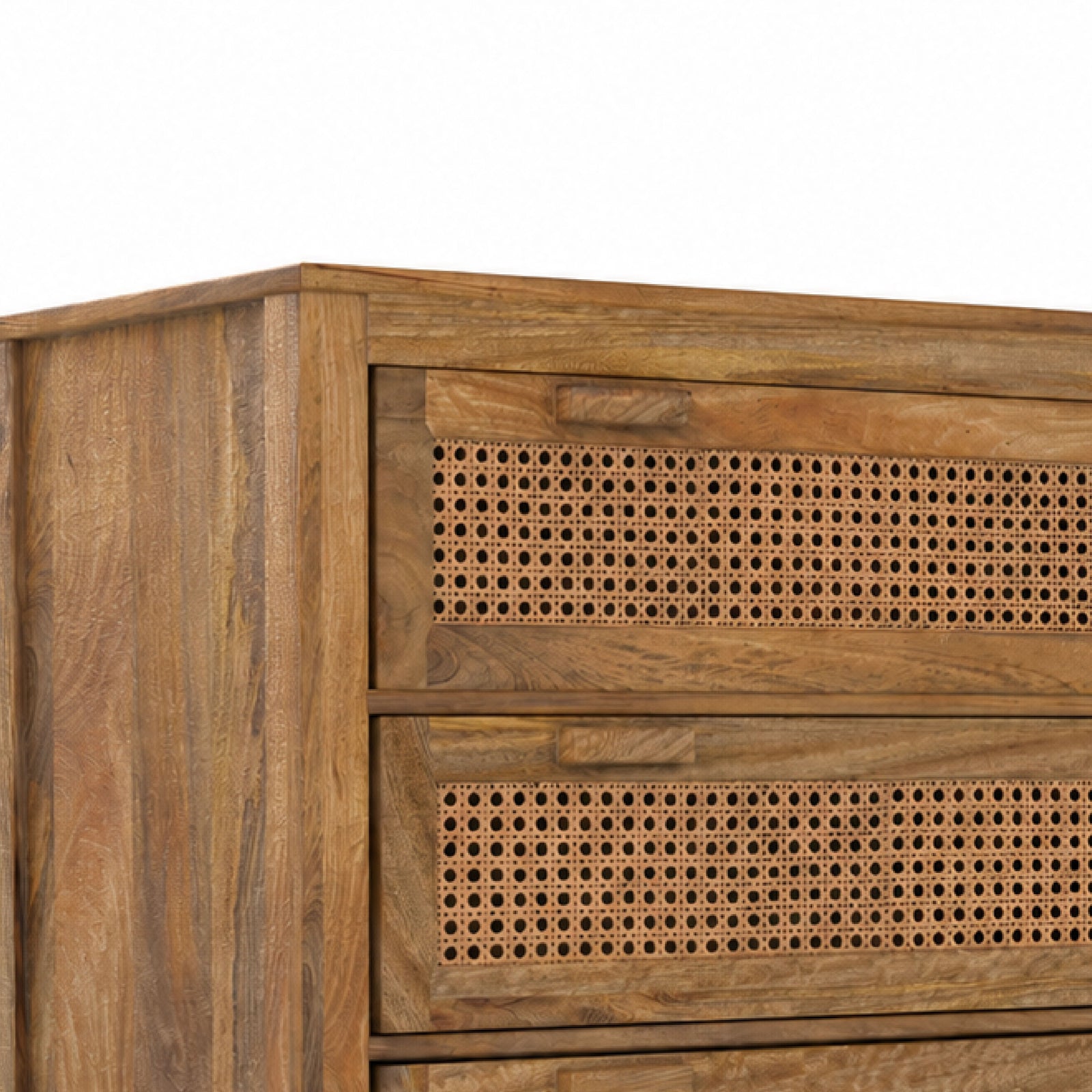 Commode cannage Tiki détail tiroirs rotin tressé naturel – Maison Pavane