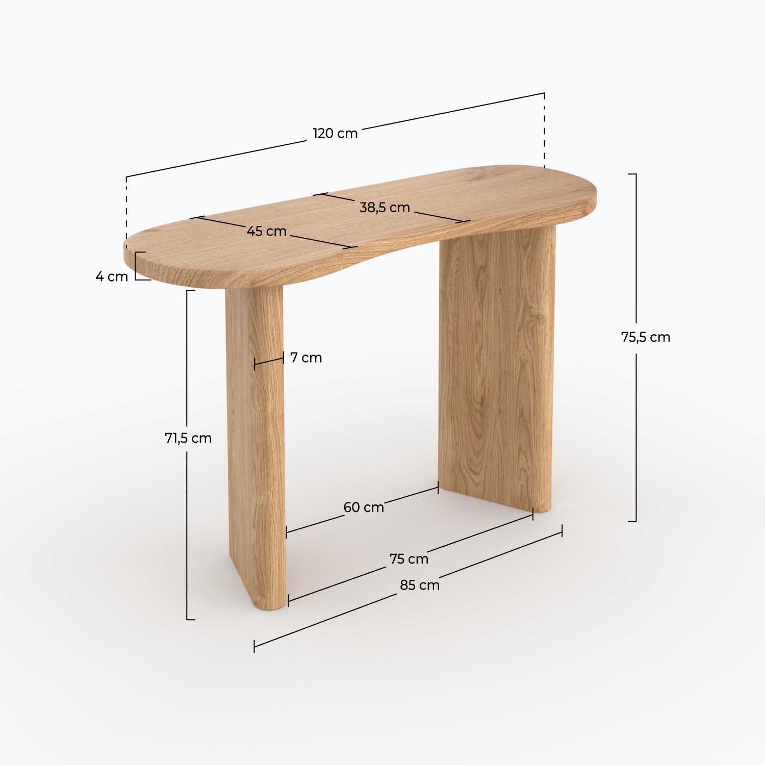 Consola Brandan de madera maciza de mindi