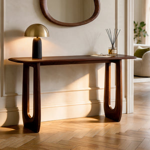 Consolle Maya in legno massello di mango marrone scuro, 150 cm