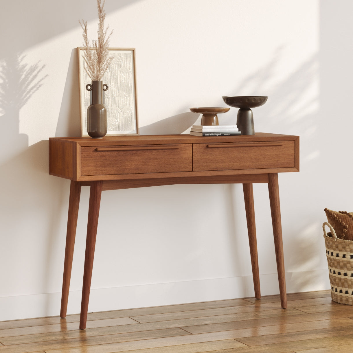 Console en bois massif de teck rangement