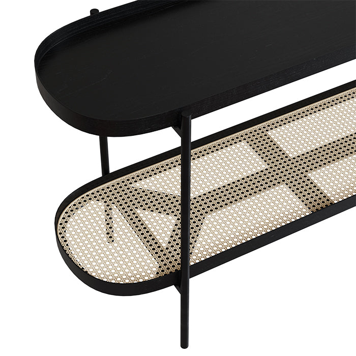 console lukut 120 cm in legno intrecciato