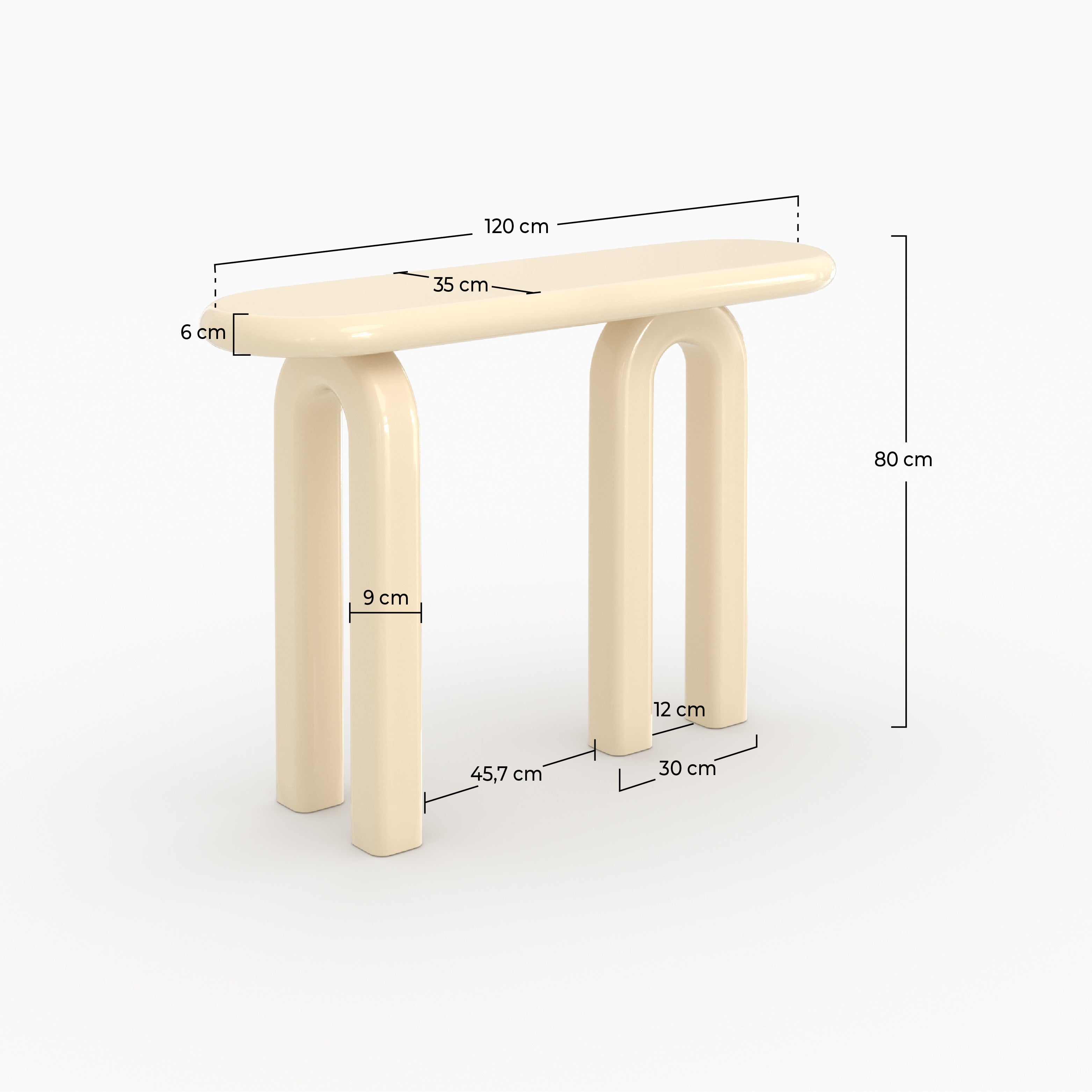 Console Opale laccata bianca in MDF, 120 cm