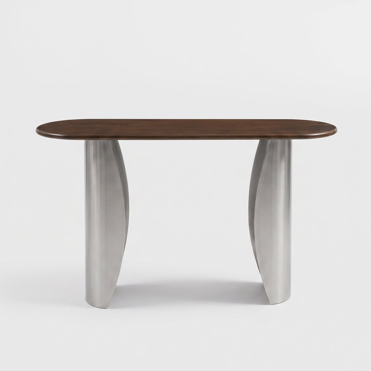 Console Selma en bois de manguier marron foncé et métal brossé 135 cm, vue de face - Maison Pavane