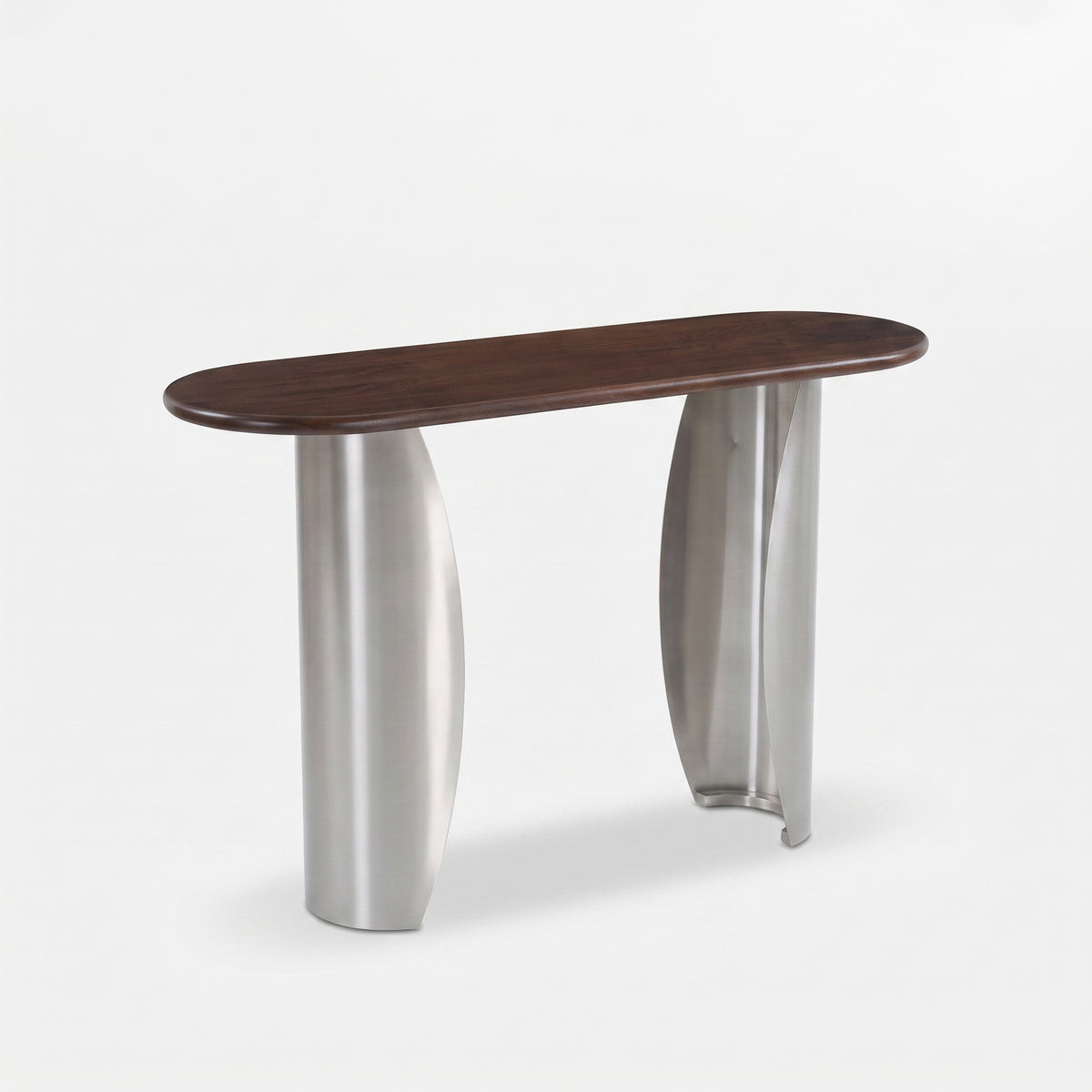 Console Selma en bois de manguier marron foncé et métal brossé 135 cm - Maison Pavane