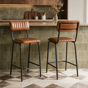 Cuisine 2 chaises de bar cuir marron vintage Arsene – Maison Pavane