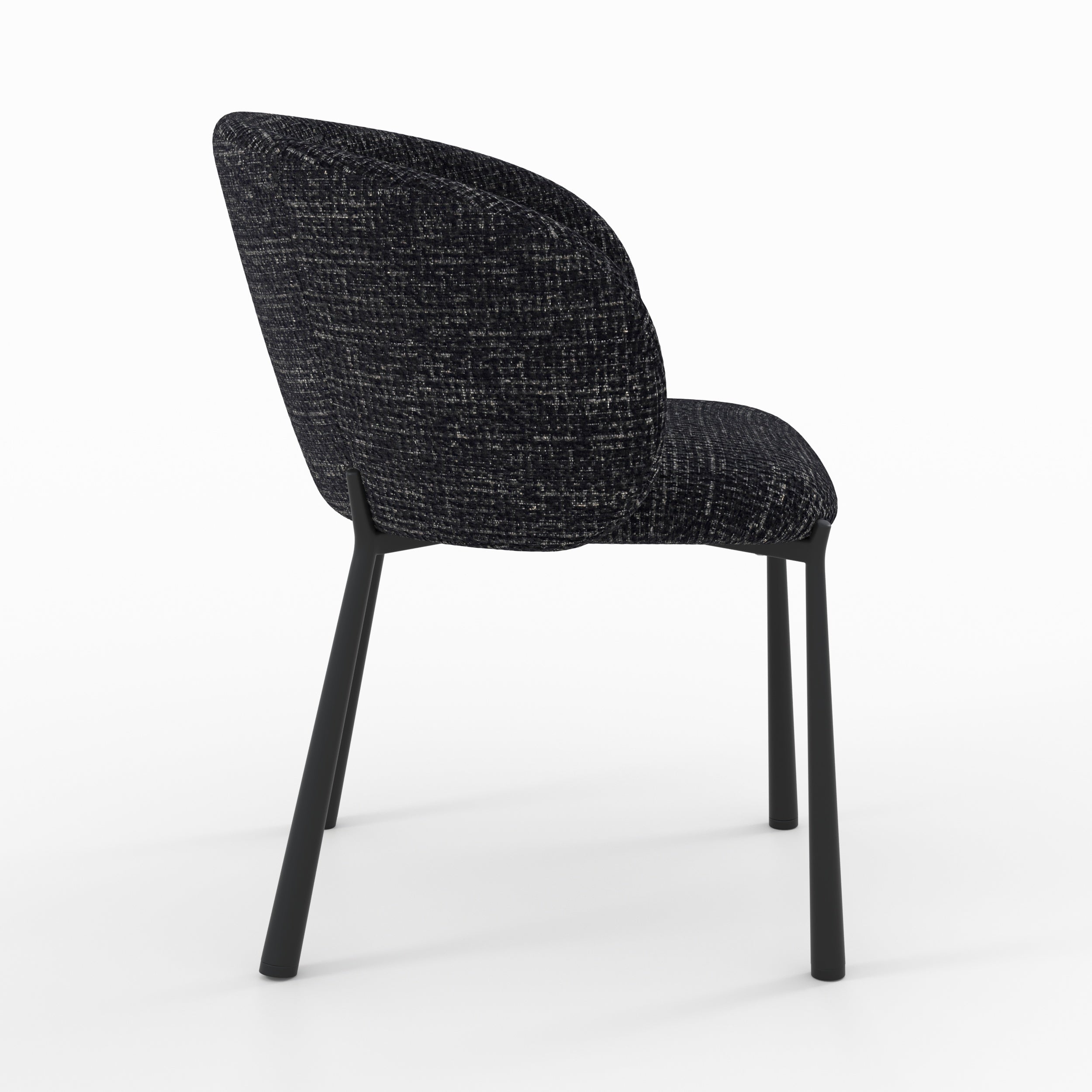 Danaé chaise confort tissu noir chiné gris vue trois quarts arrière