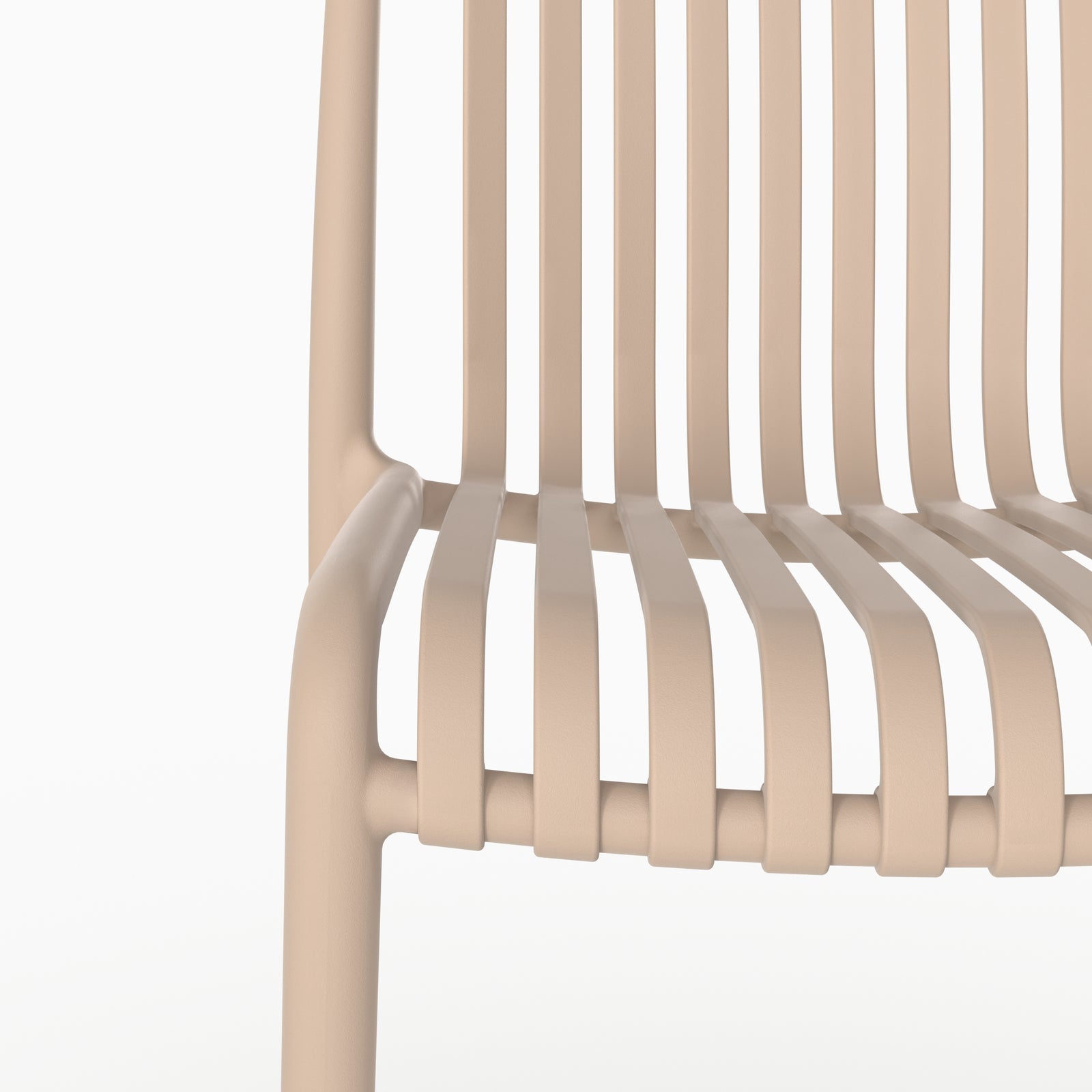 Détail assise chaise jardin Duli plastique beige