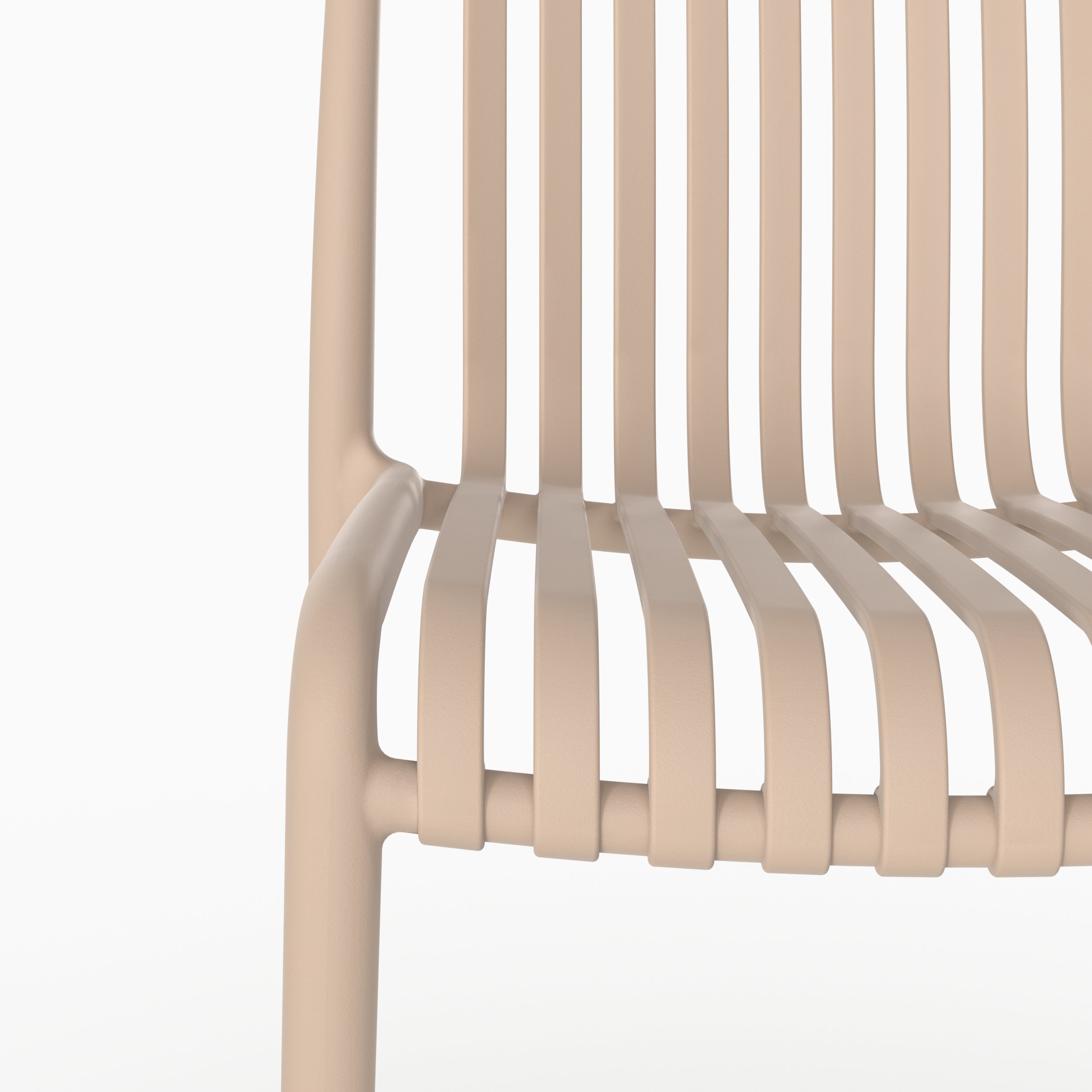 Détail assise chaise jardin Duli plastique beige