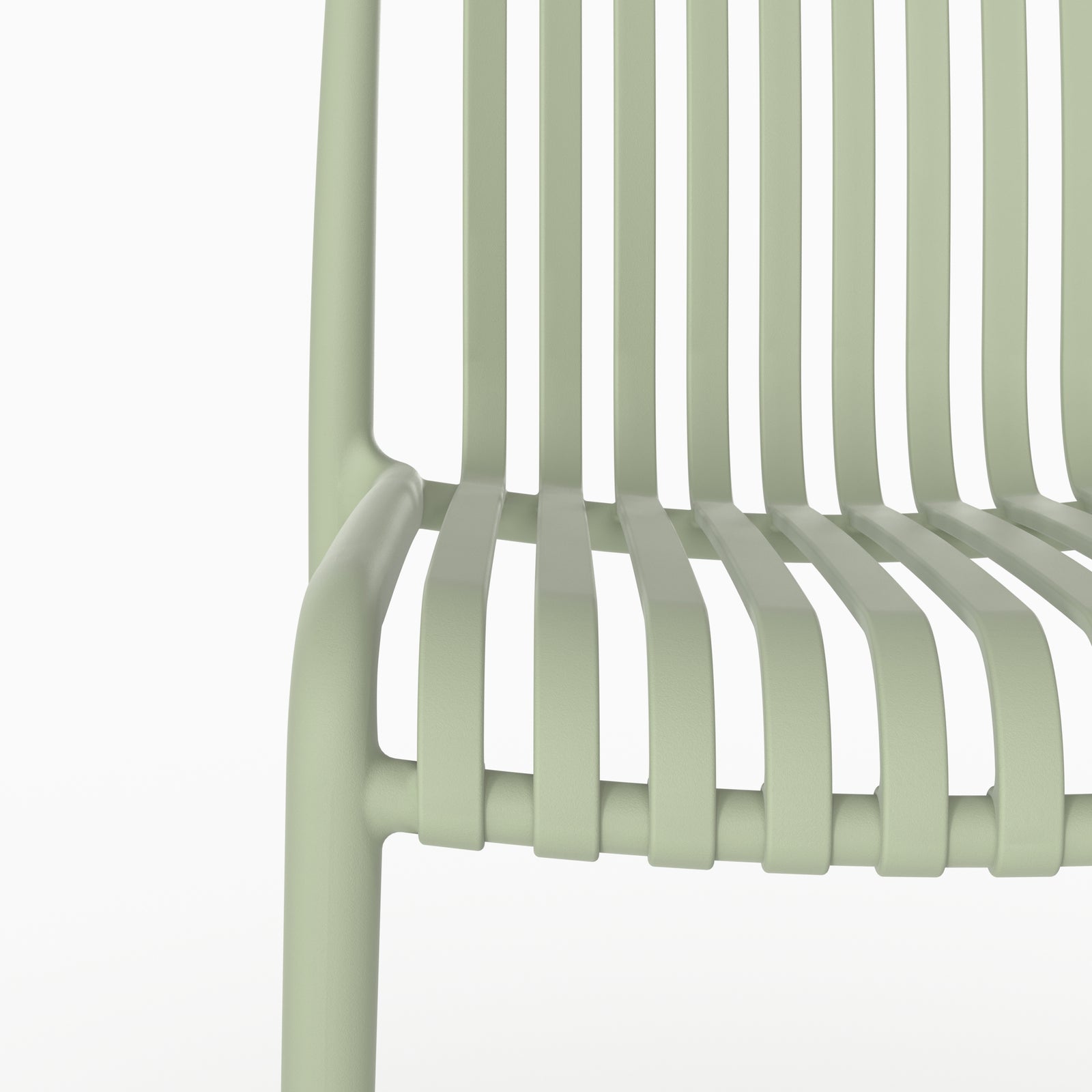 Détail dossier chaise Duli jardin vert pastel