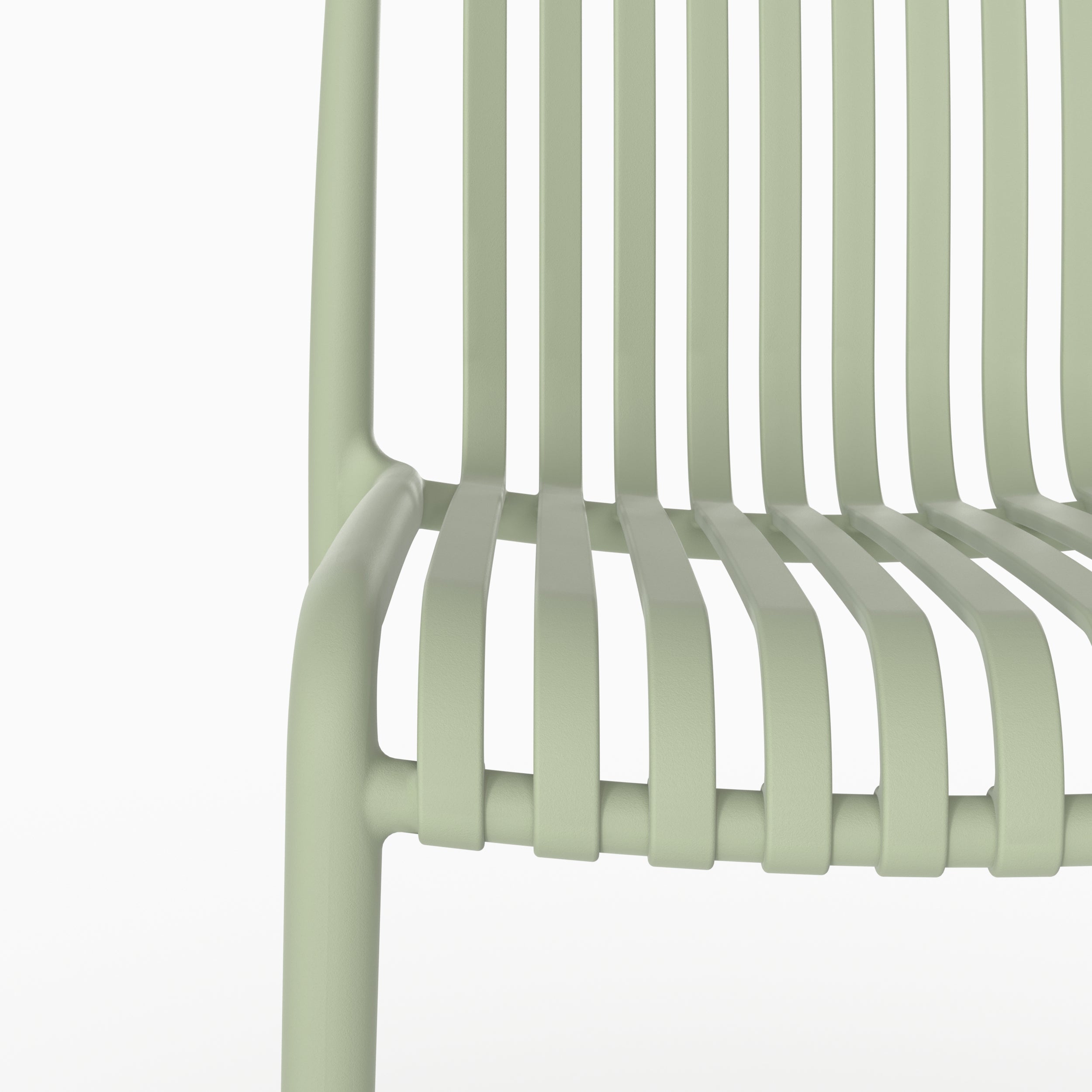 Détail dossier chaise Duli jardin vert pastel