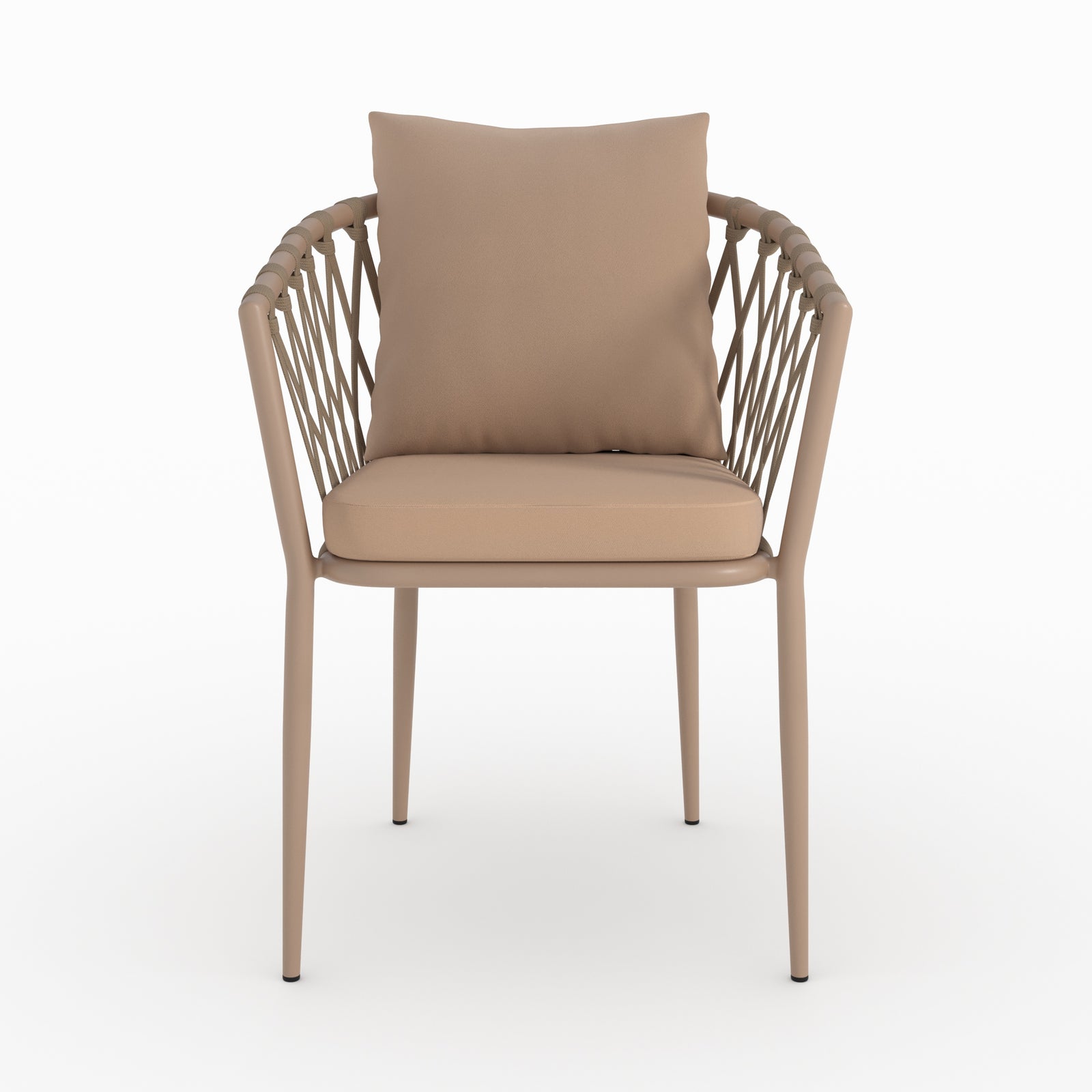 Détail matière lot de 2 chaises de jardin dulcy en métal et tissu taupe
