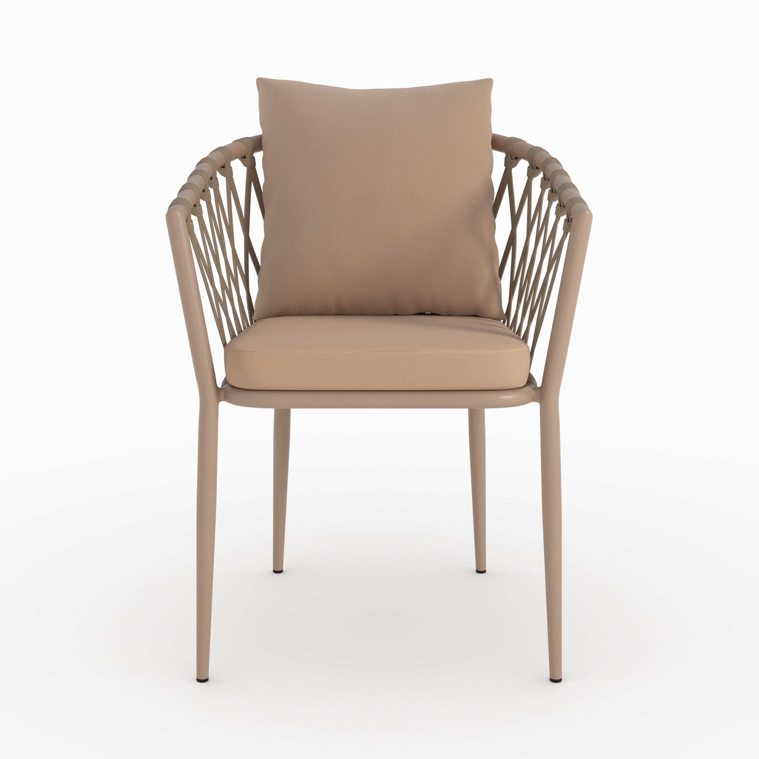 Détail matière lot de 2 chaises de jardin dulcy en métal et tissu taupe