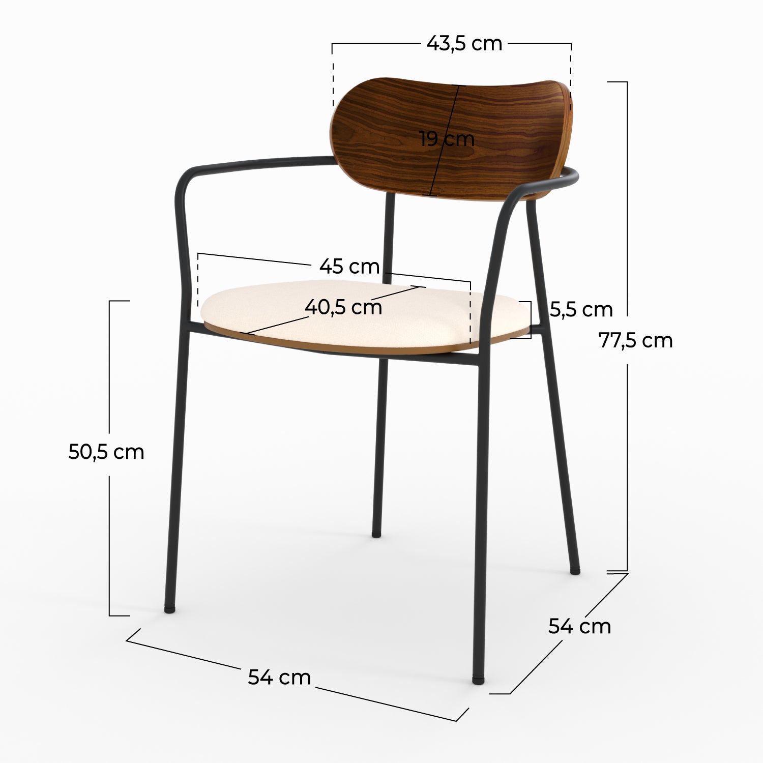 Détail matière lot de 2 chaises marine en tissu beige et placage en bois foncé