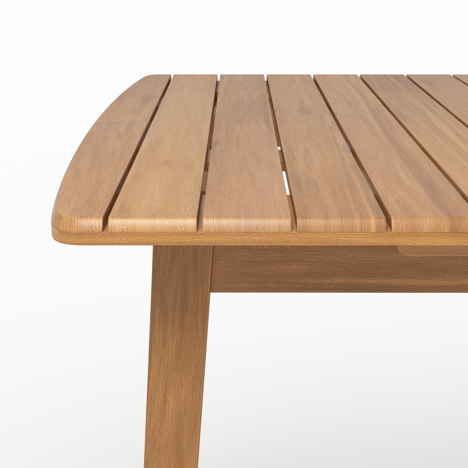 Détail plateau bois acacia huilé table extensible alona angle arrondi
