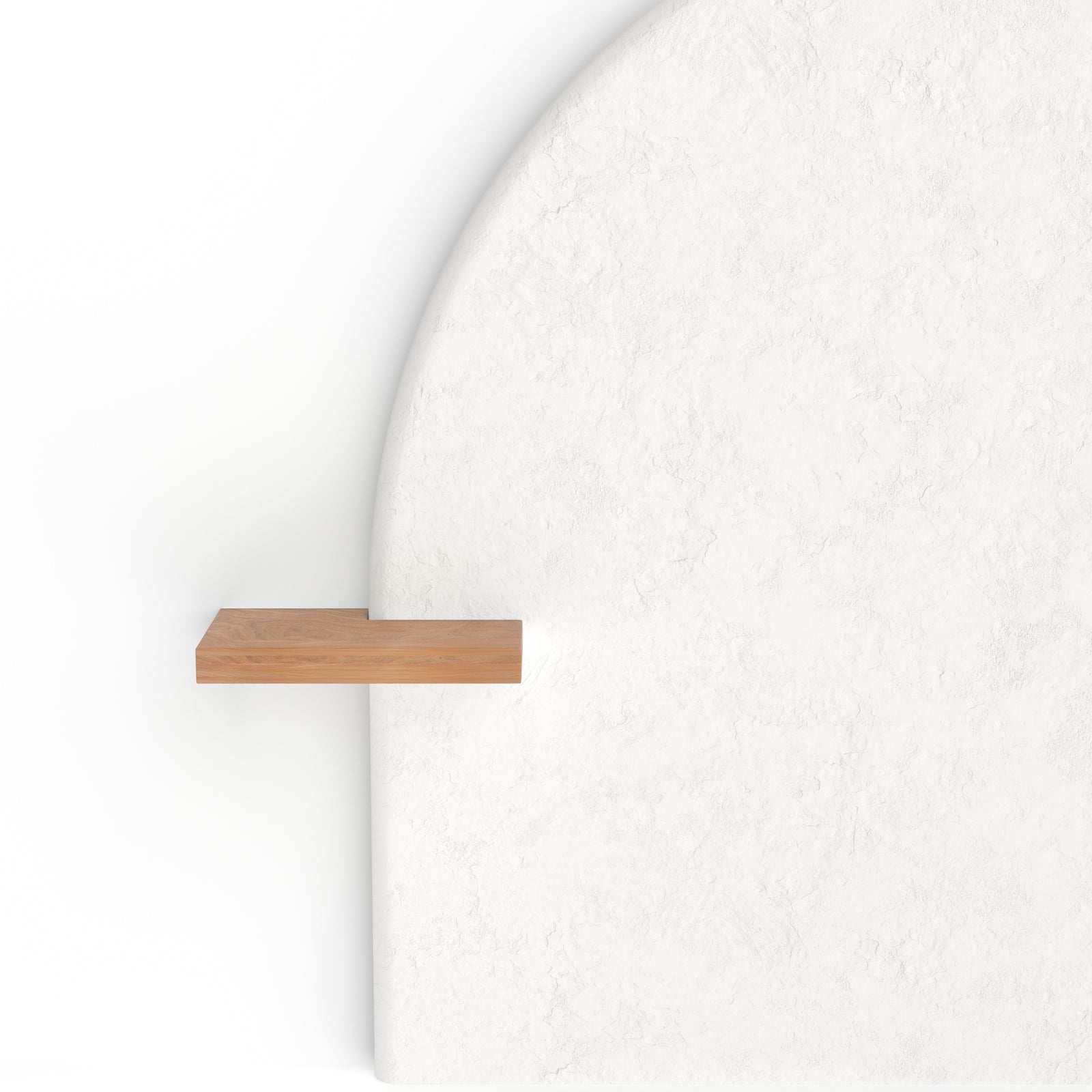 Détail texture plâtre blanc bois acacia tête de lit Fira style grec