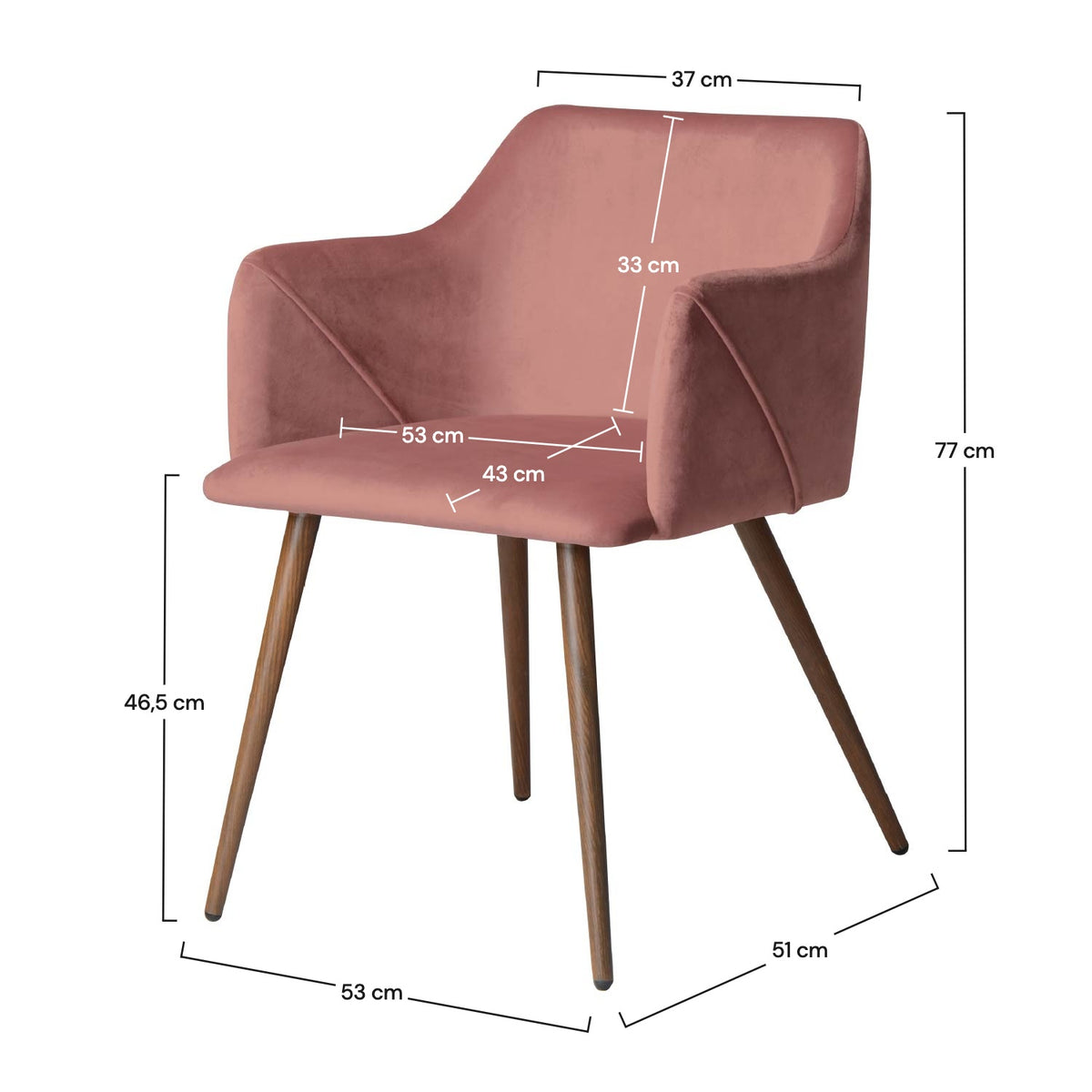 Chaise Daisy en velours rose (lot de 2)