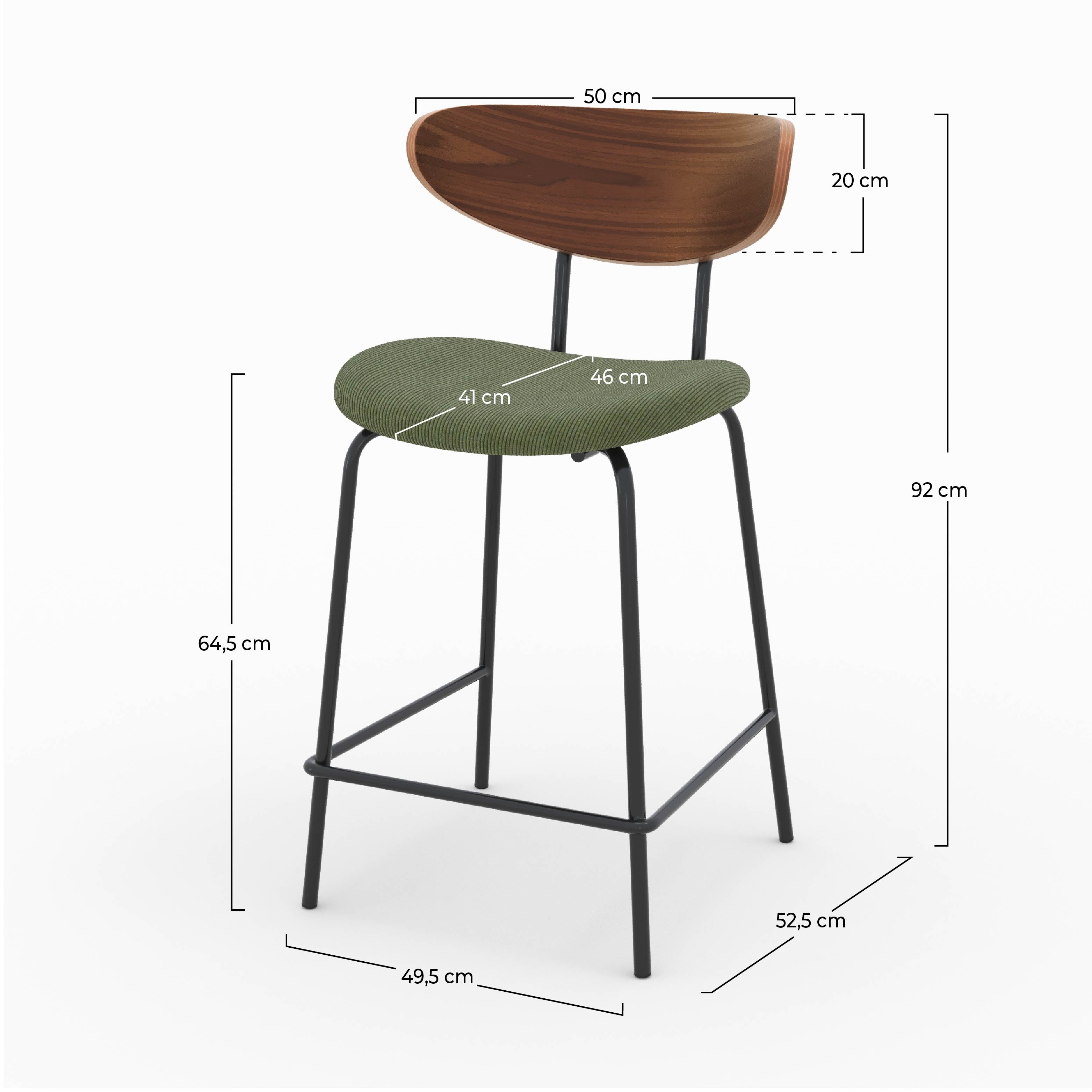 Silla para isla central Jade en pana verde caqui 64.5 cm (lote de 2)