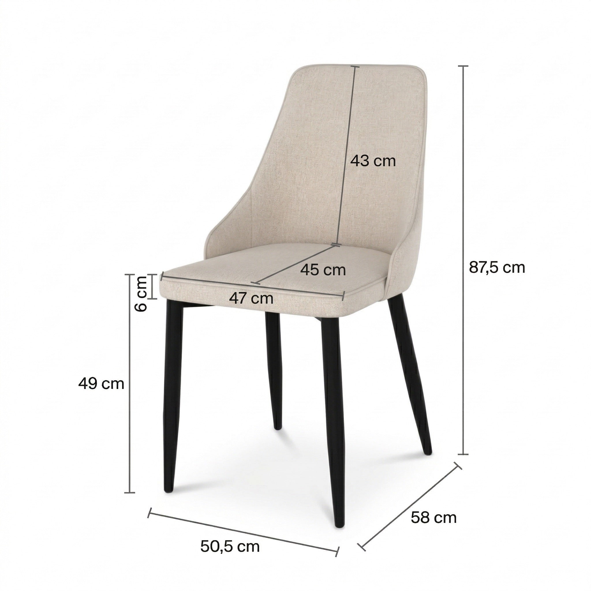 Dimension chaise pipo beige tissu