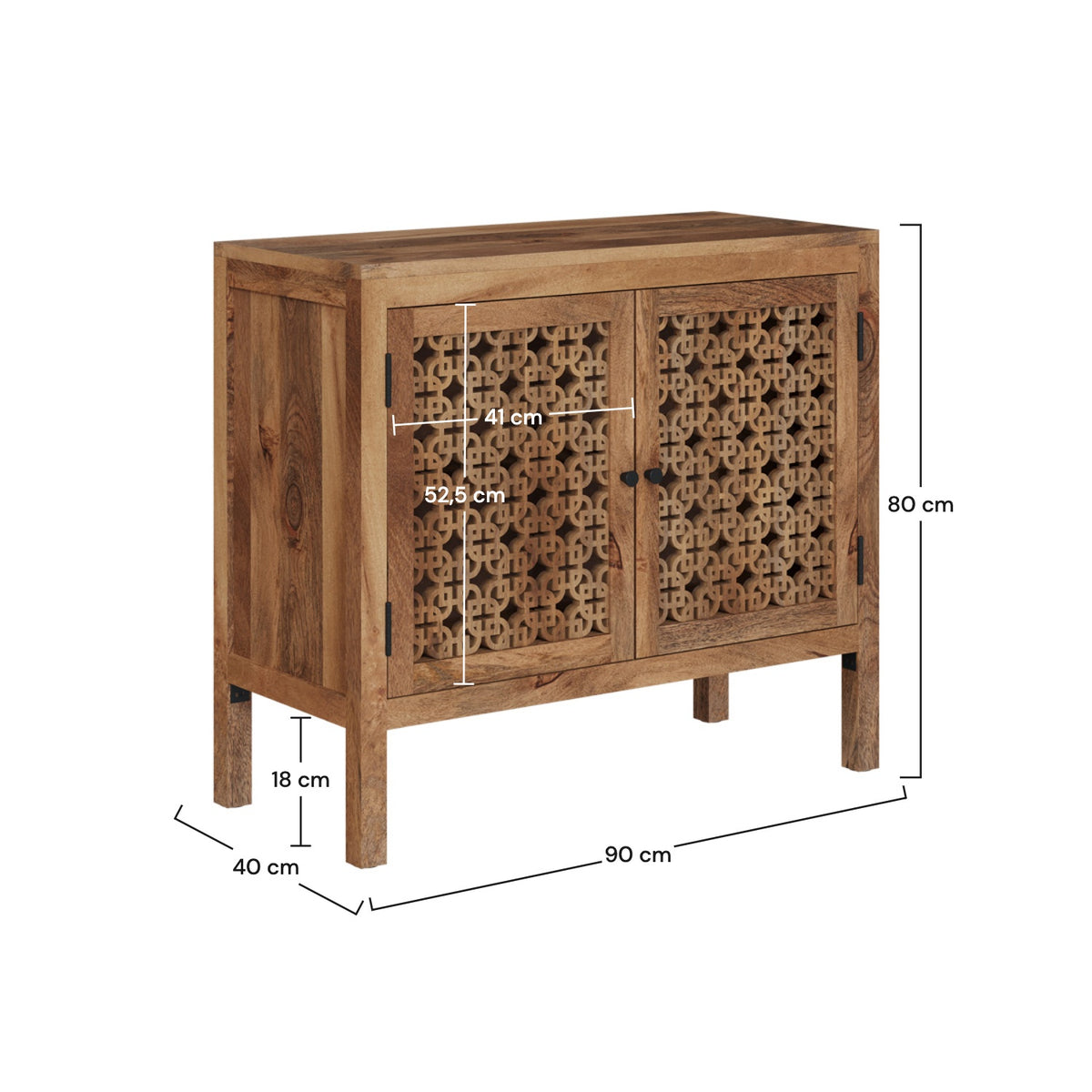 Jaya - Kleines durchbrochenes Sideboard aus Mangoholz