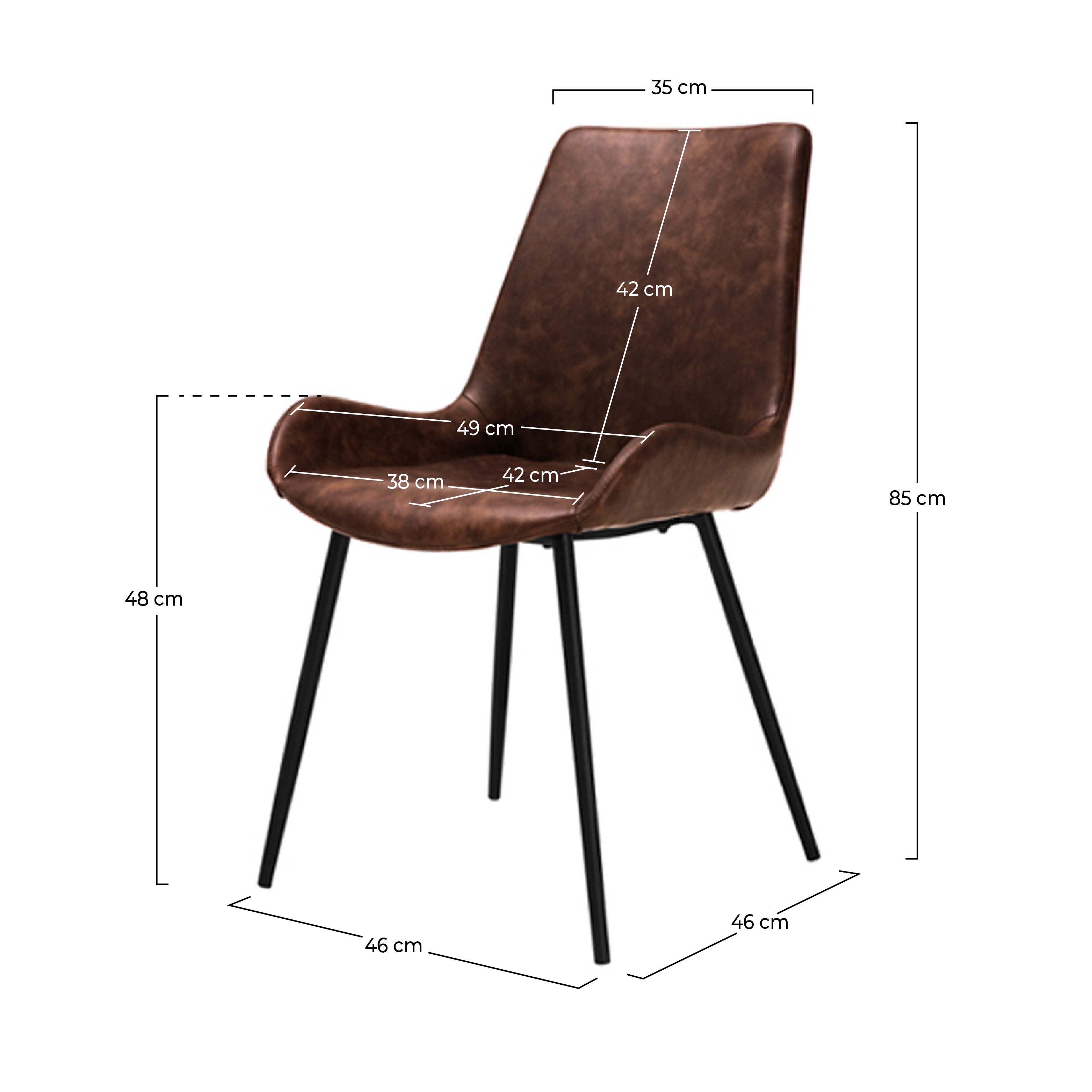 Sedia Austin marrone (set di 2)