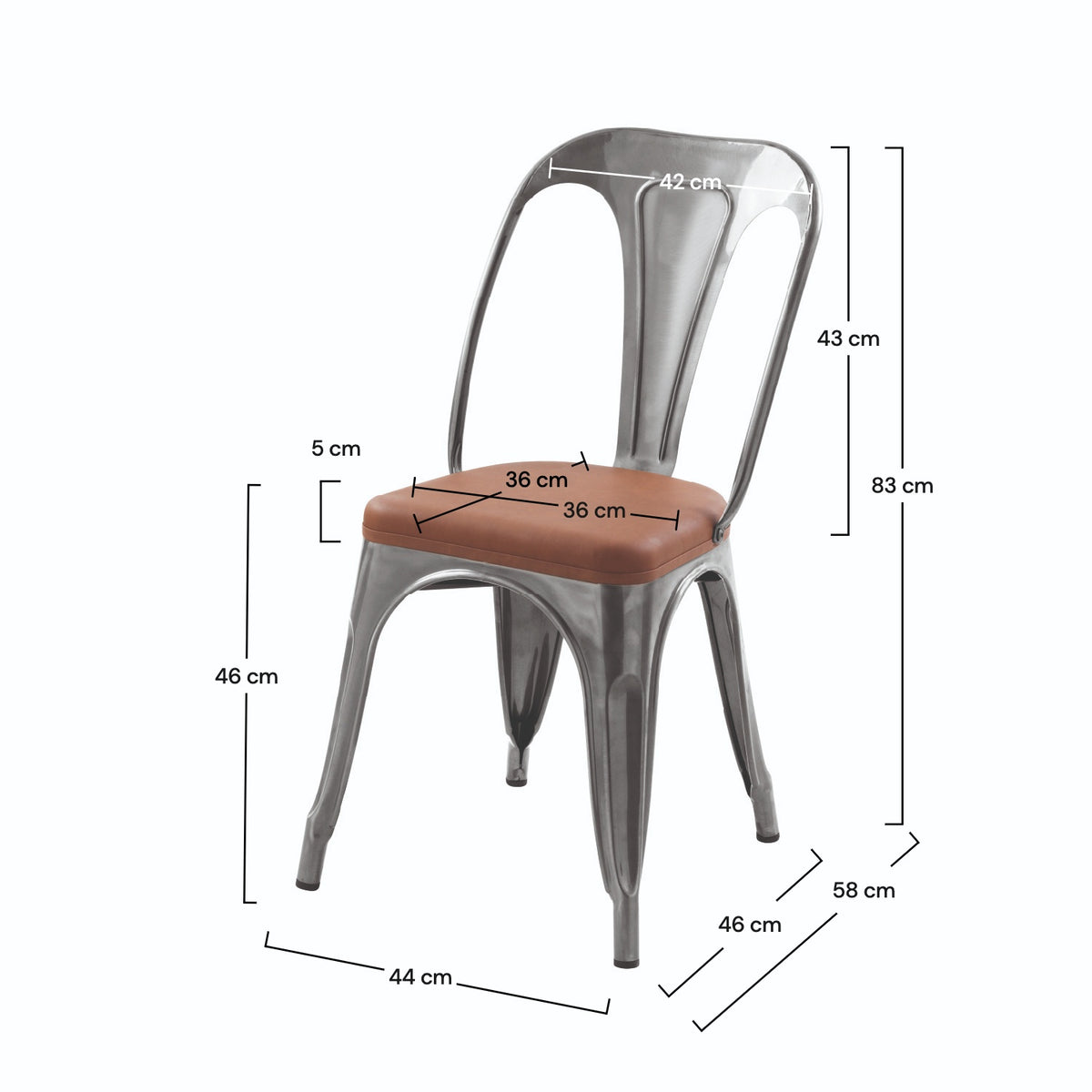 Chaise indus Charly grise et marron (lot de 2)