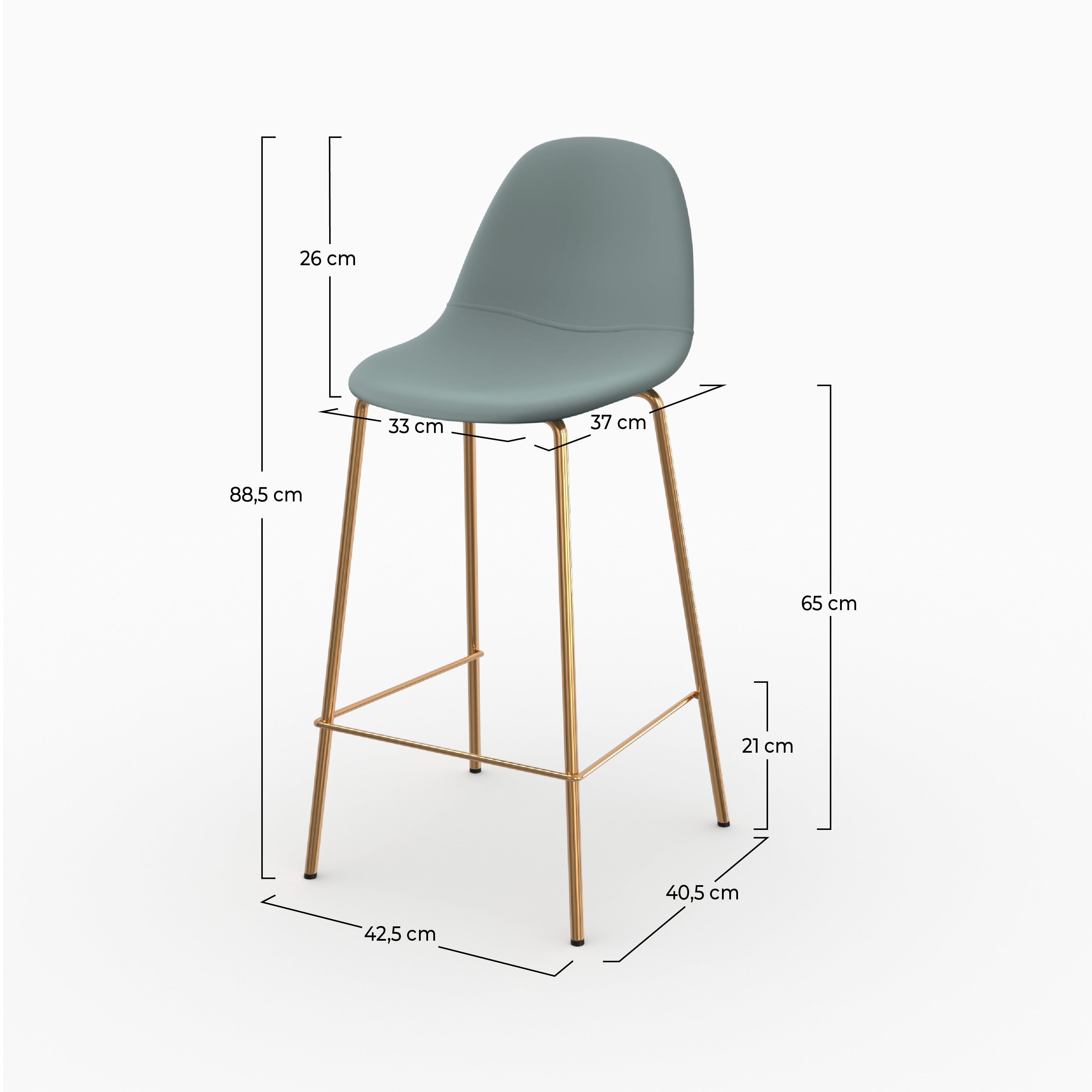 Silla de bar Henrik de media altura verde 65 cm (juego de 2)