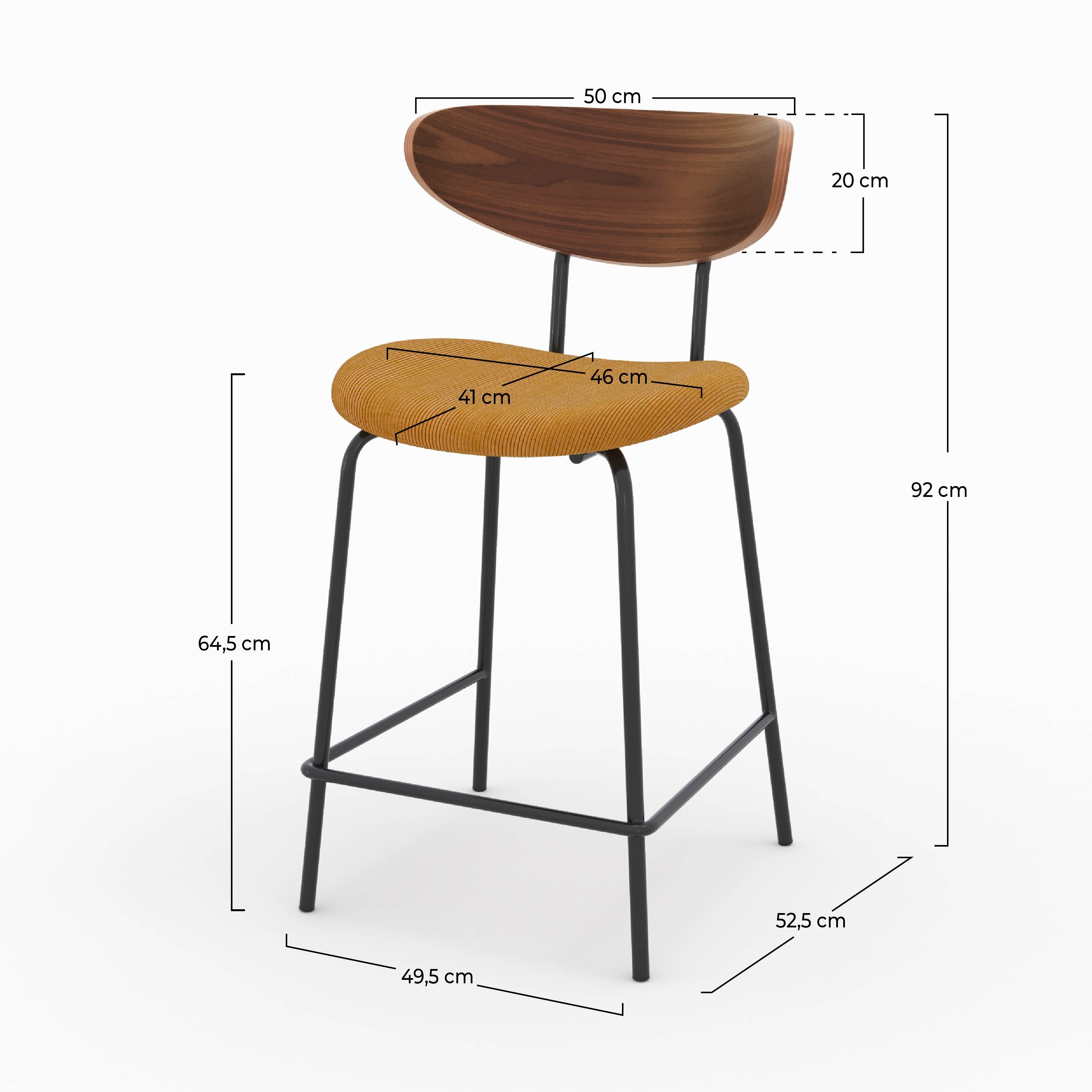 Silla para isla central Jade en pana amarillo mostaza 64.5 cm (lote de 2)