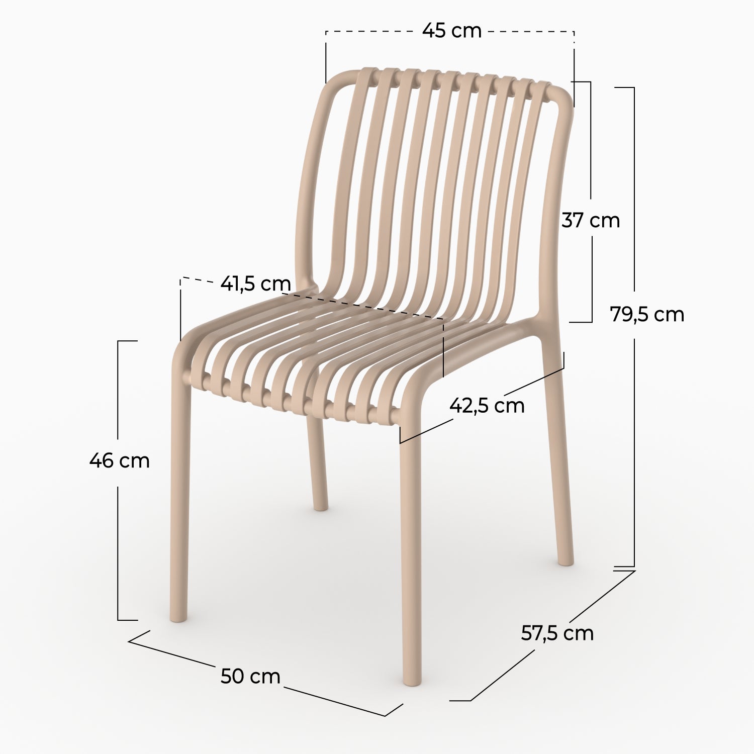 Dimensions chaise jardin Duli plastique beige
