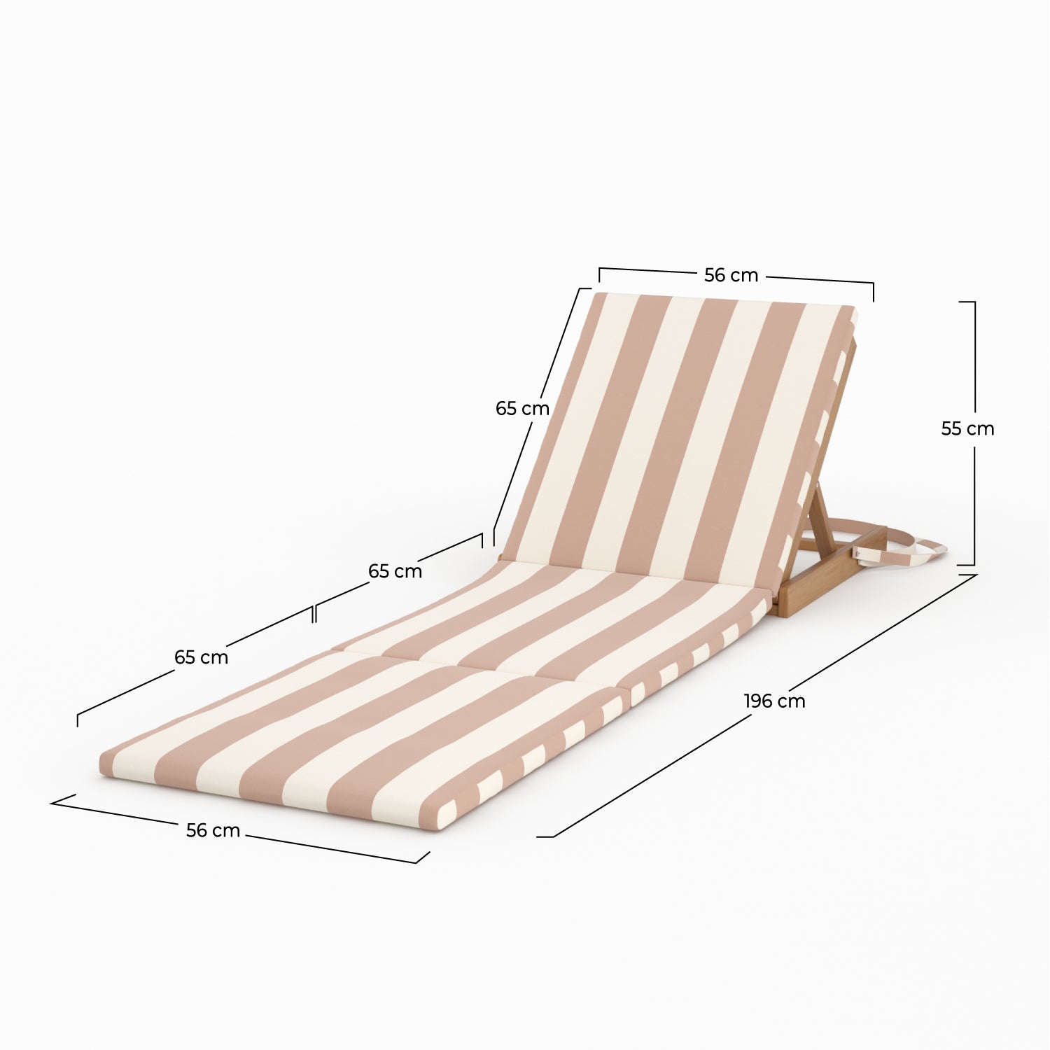 Dimensions chaise longue plage balabac pliable tissu rayé écru taupe