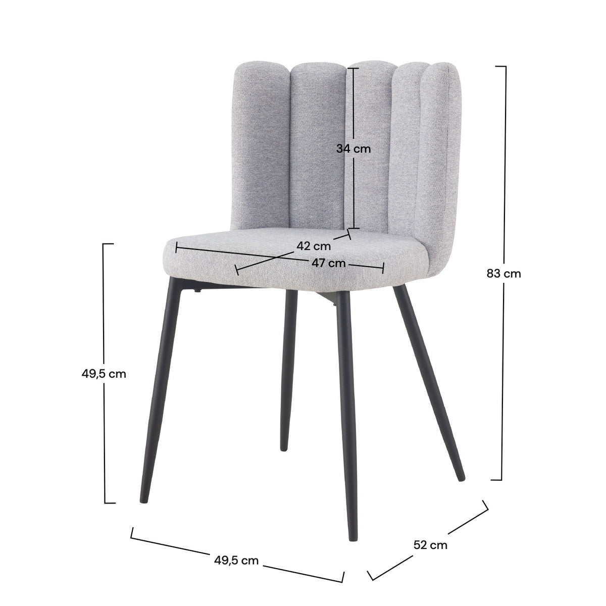 Chaise Rosy en tissu gris (lot de 2)