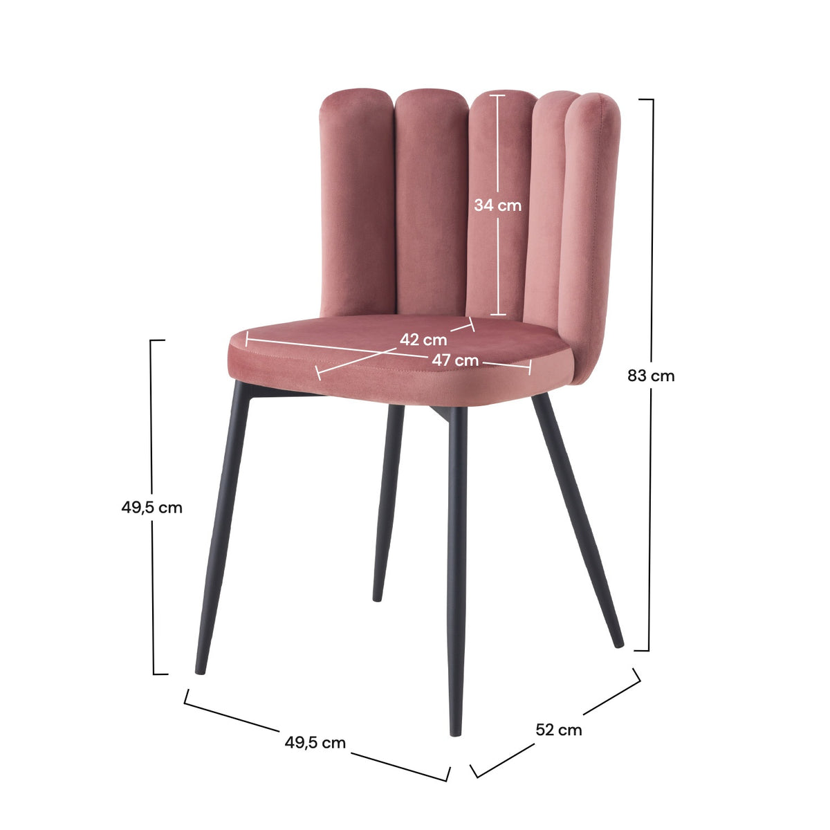 Chaise Rosy en velours vieux rose (lot de 2)