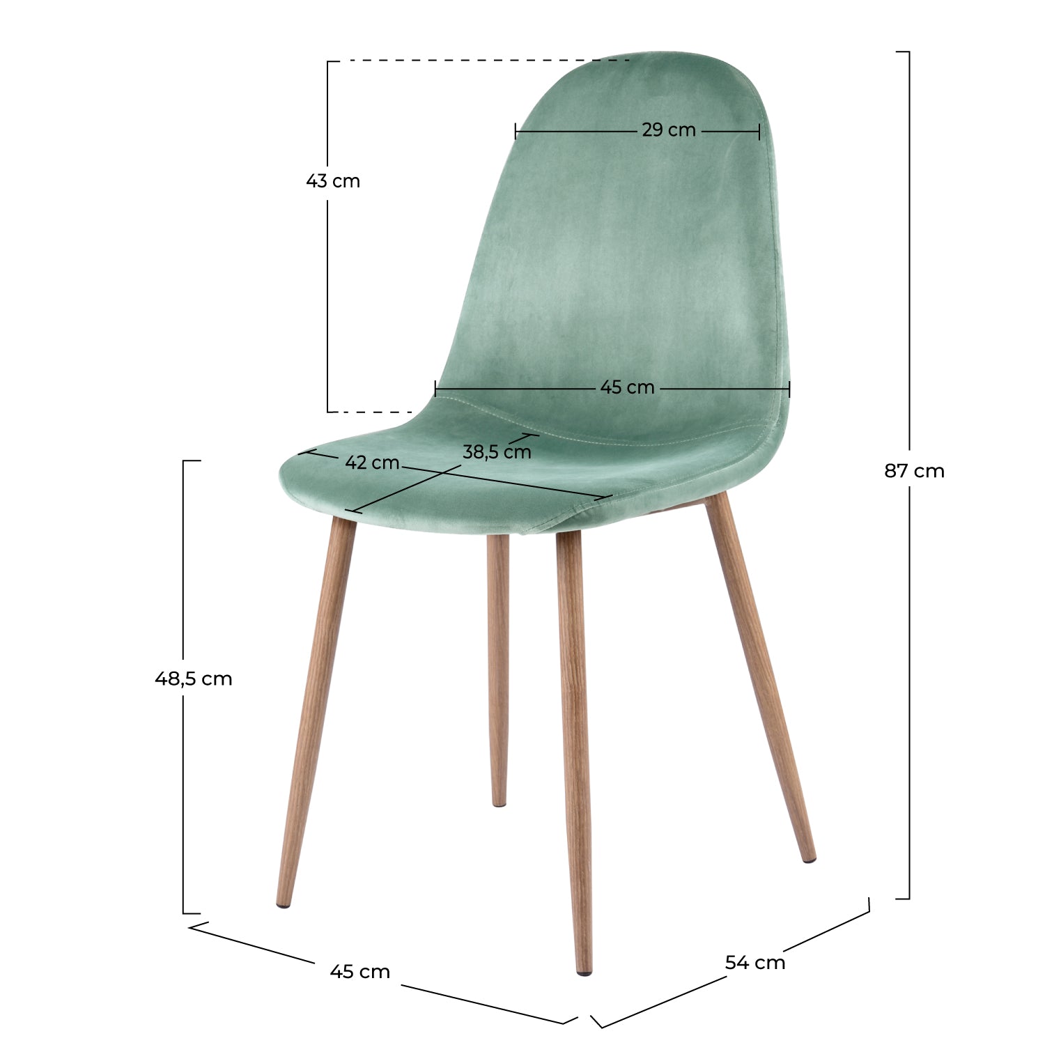 Silla Fredrik de terciopelo verde agua (juego de 2)