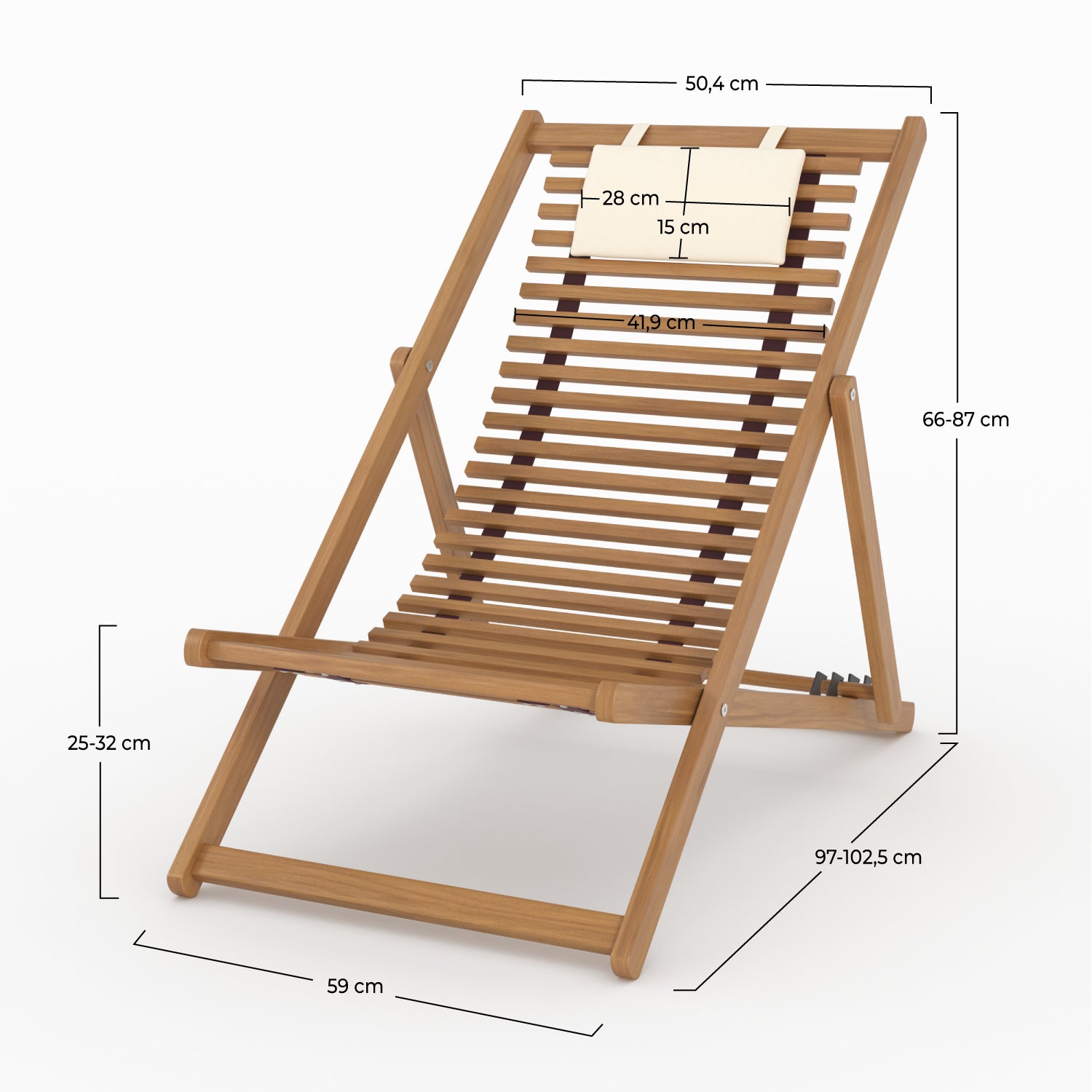 Dimensions chilienne jardin nacpan bois acacia lattes tissu écru