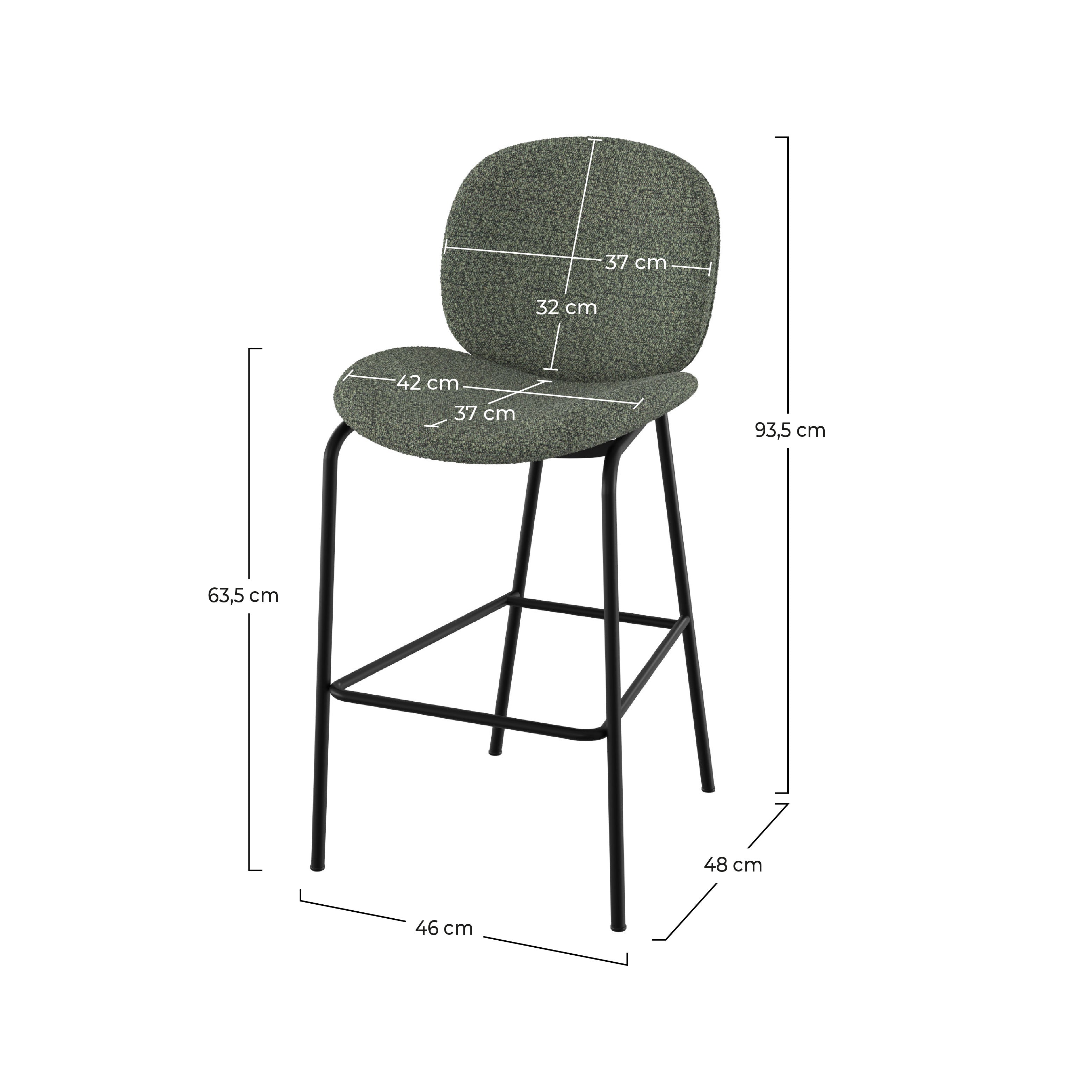 Chaise pour îlot central Iris en tissu bouclé vert kaki 63,5 cm (lot de 2)
