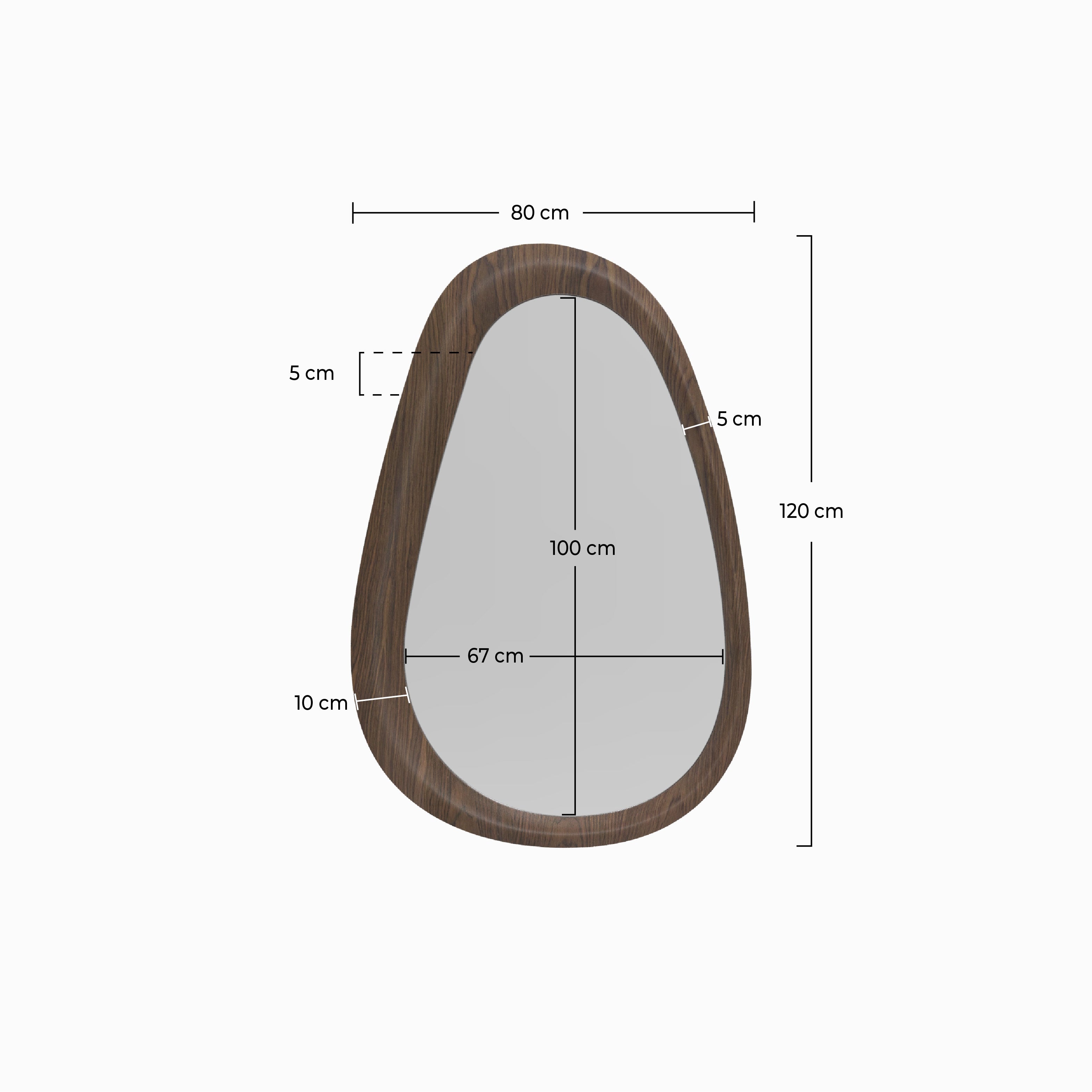 Miroir ovale Yoko en placage noyer, 80 x 120 cm