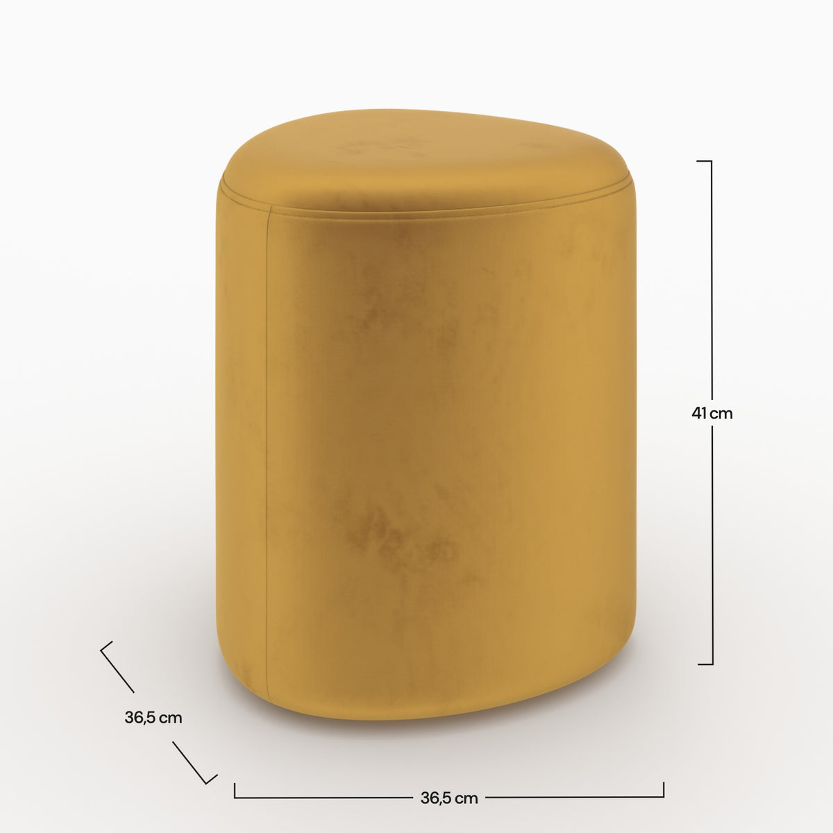 Pouf Emmy triangulaire en velours jaune curry