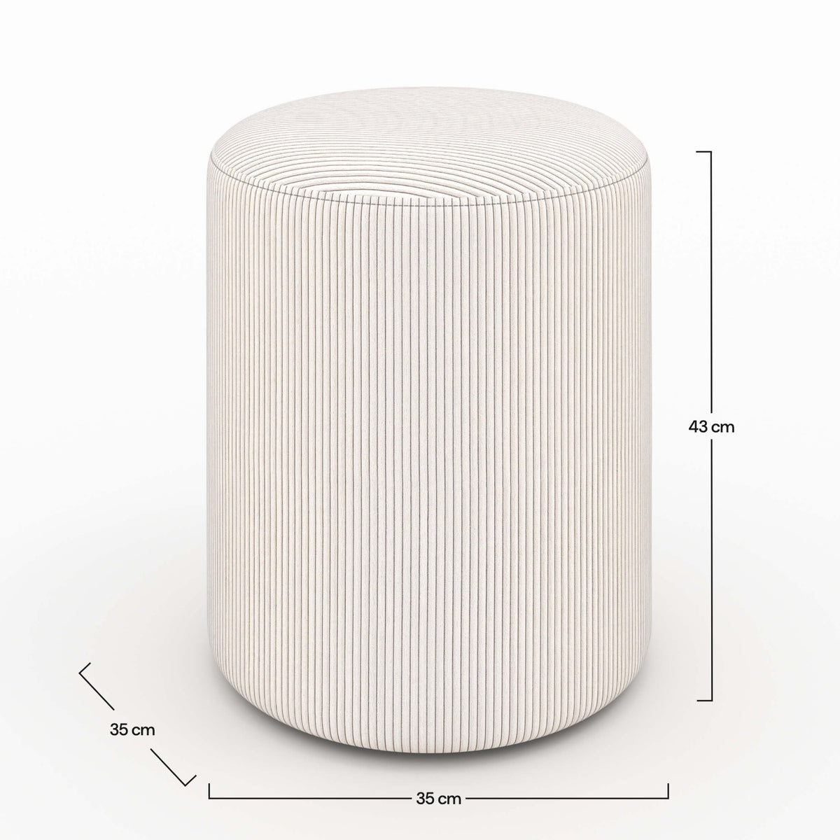 Pouf Lily rond en velours côtelé beige