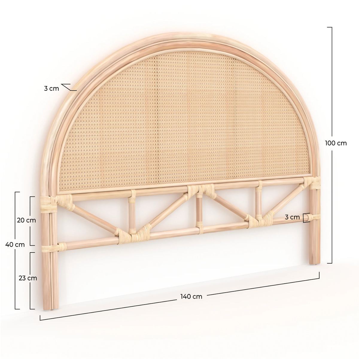 Néora - Kopfteil aus Rattan, 140cm