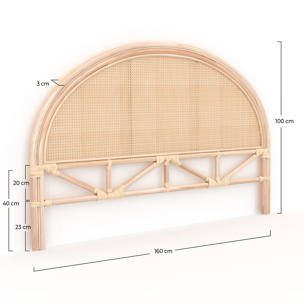 Dimensions tête de lit cannage et bois Neora – Maison Pavane