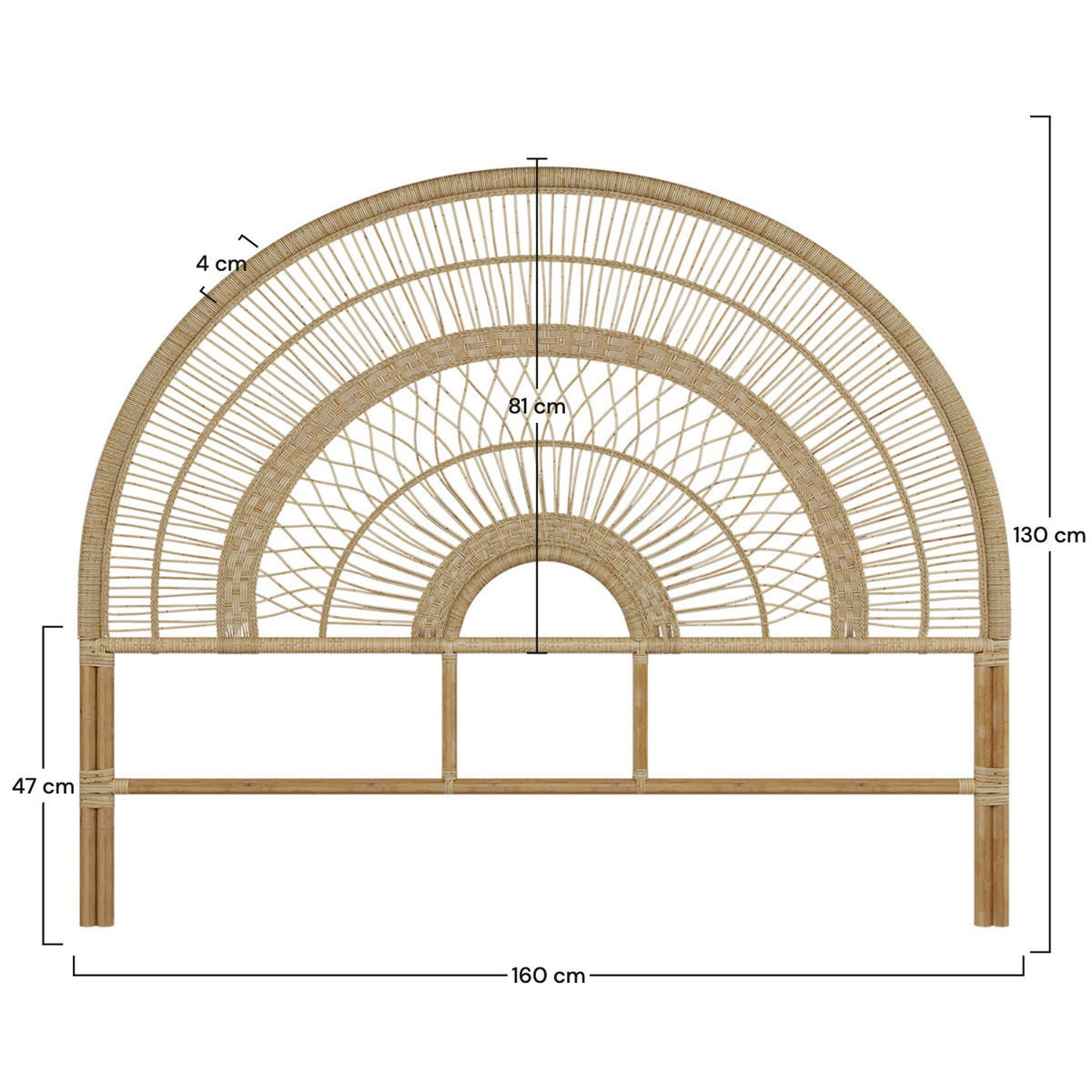 Dimensions tête de lit en bois et rotin Asteria – Maison Pavane