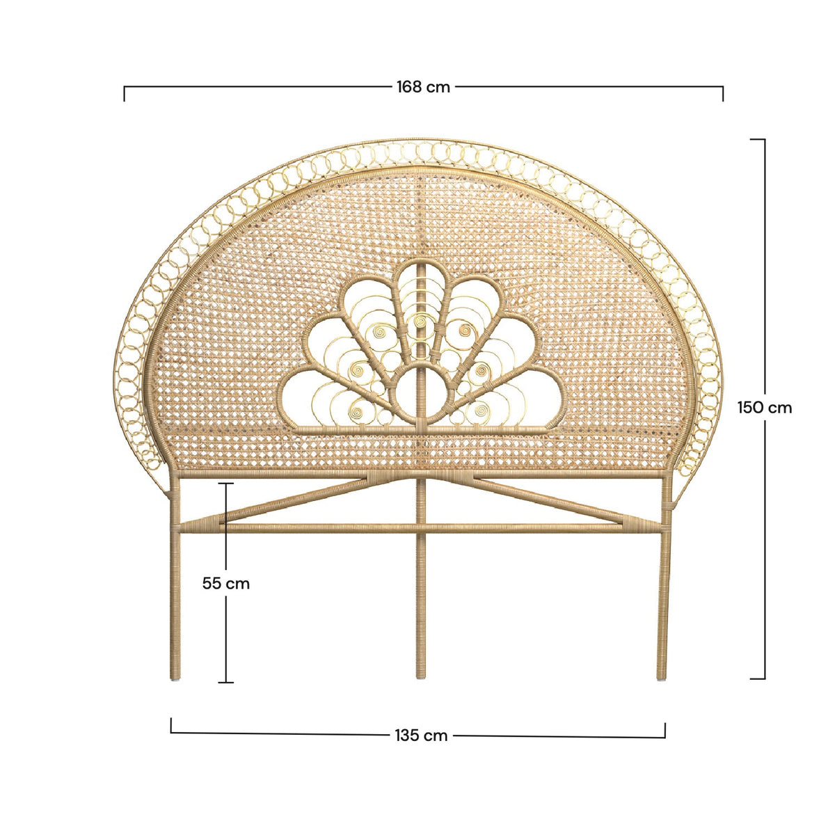 Dimensions tête de lit rotin arrondie bohème – Maison Pavane