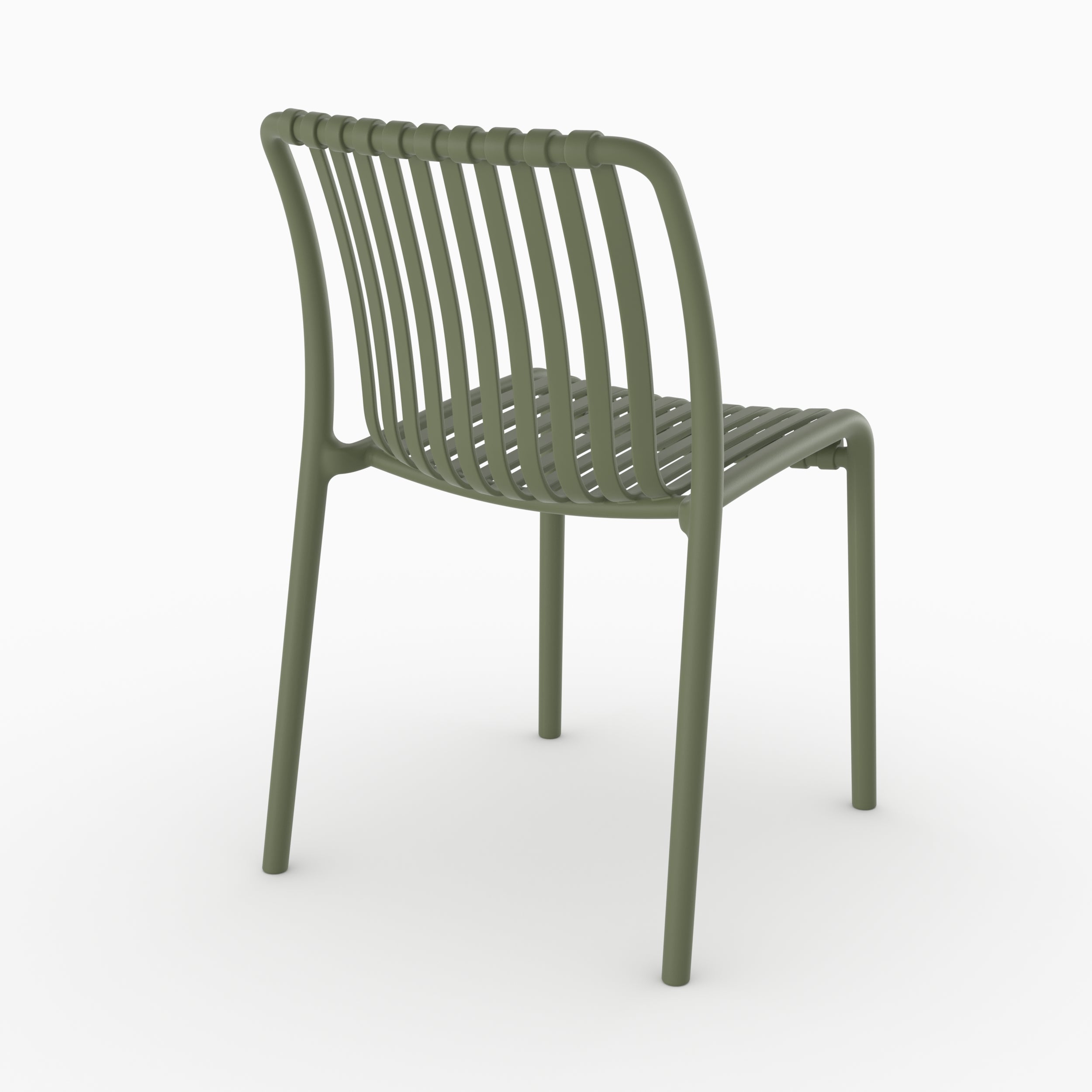 Duli chaise extérieur empilable plastique kaki vue arrière