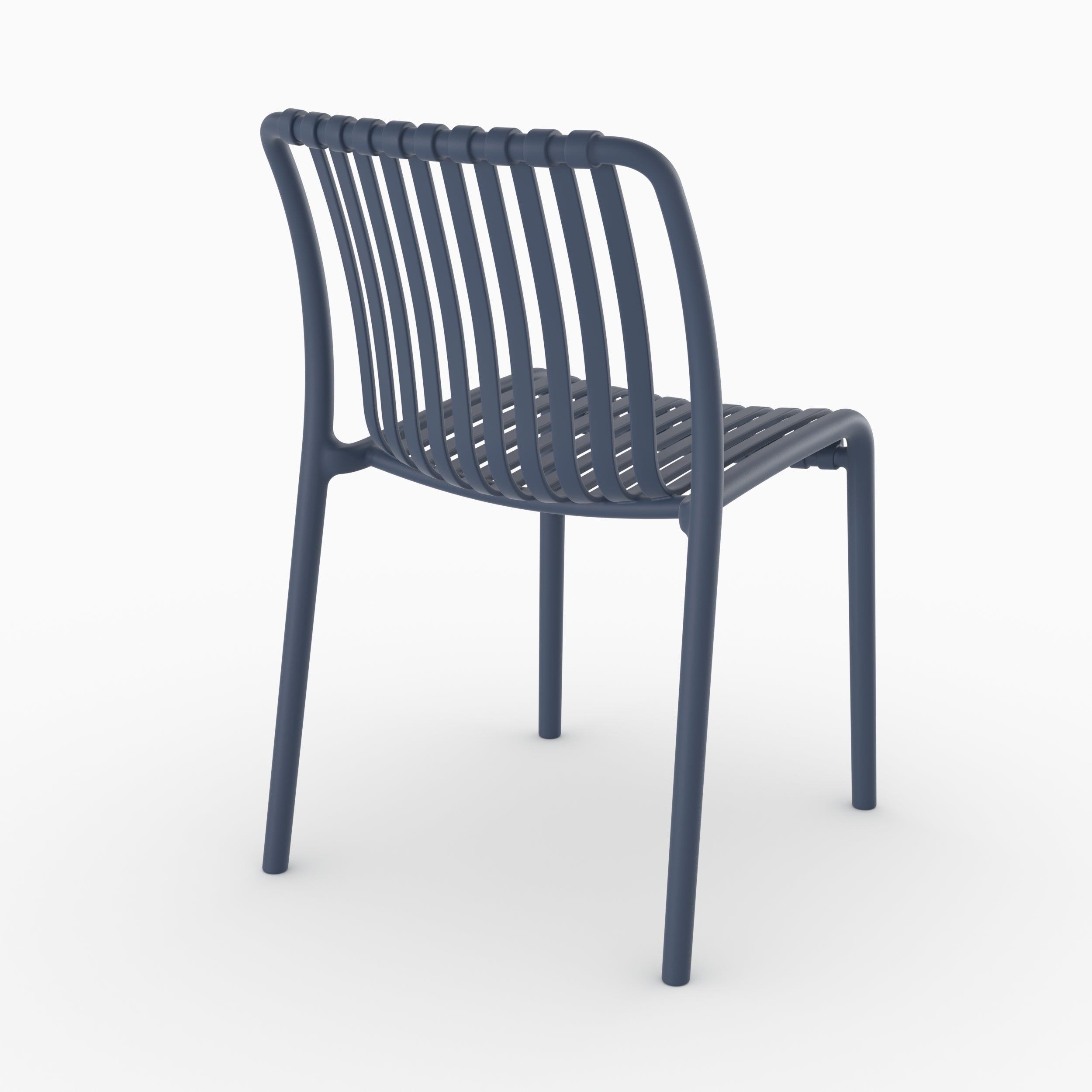 Duli chaise extérieur plastique bleu marine design empilable vue de face