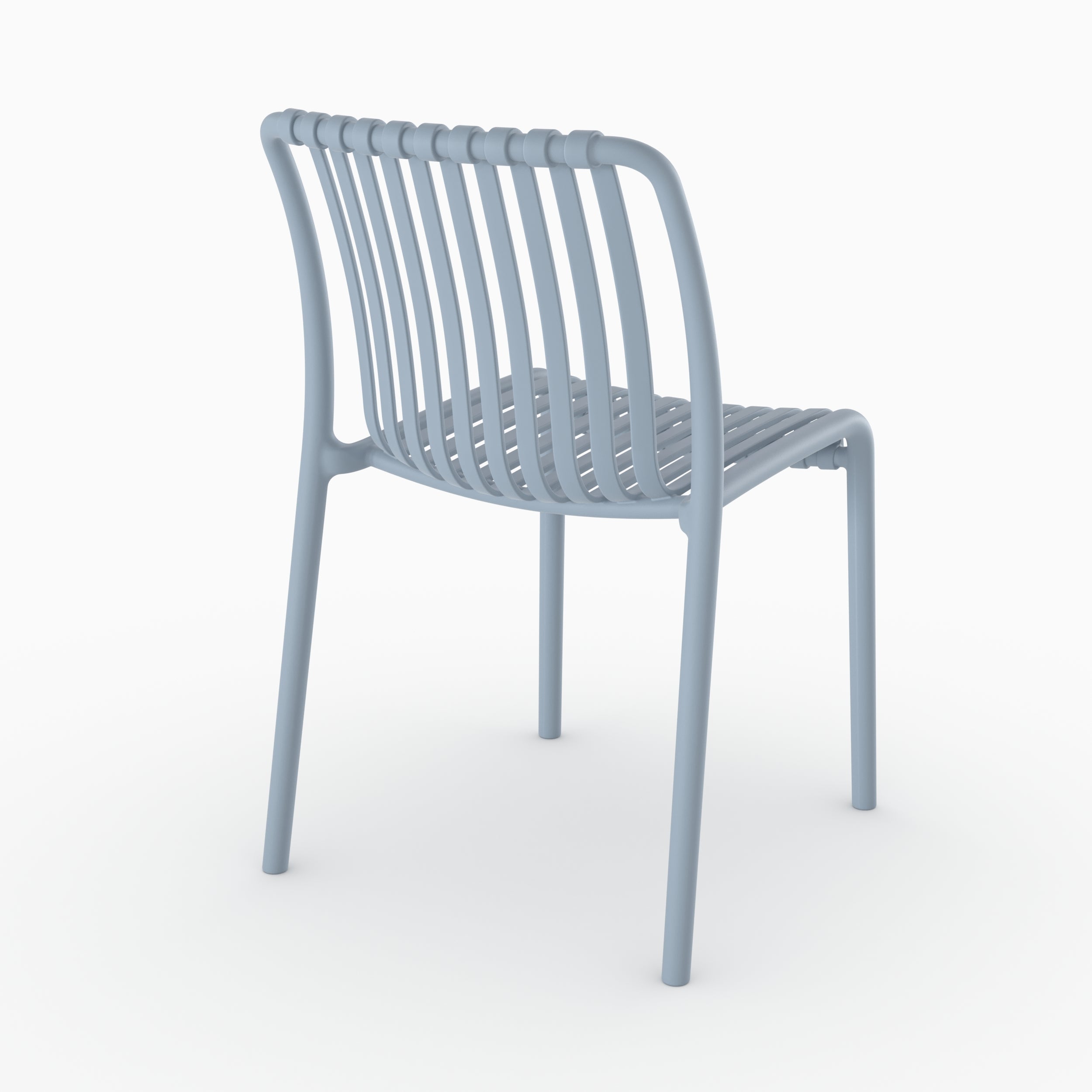 Duli chaise extérieur plastique bleu pastel design empilable vue de face