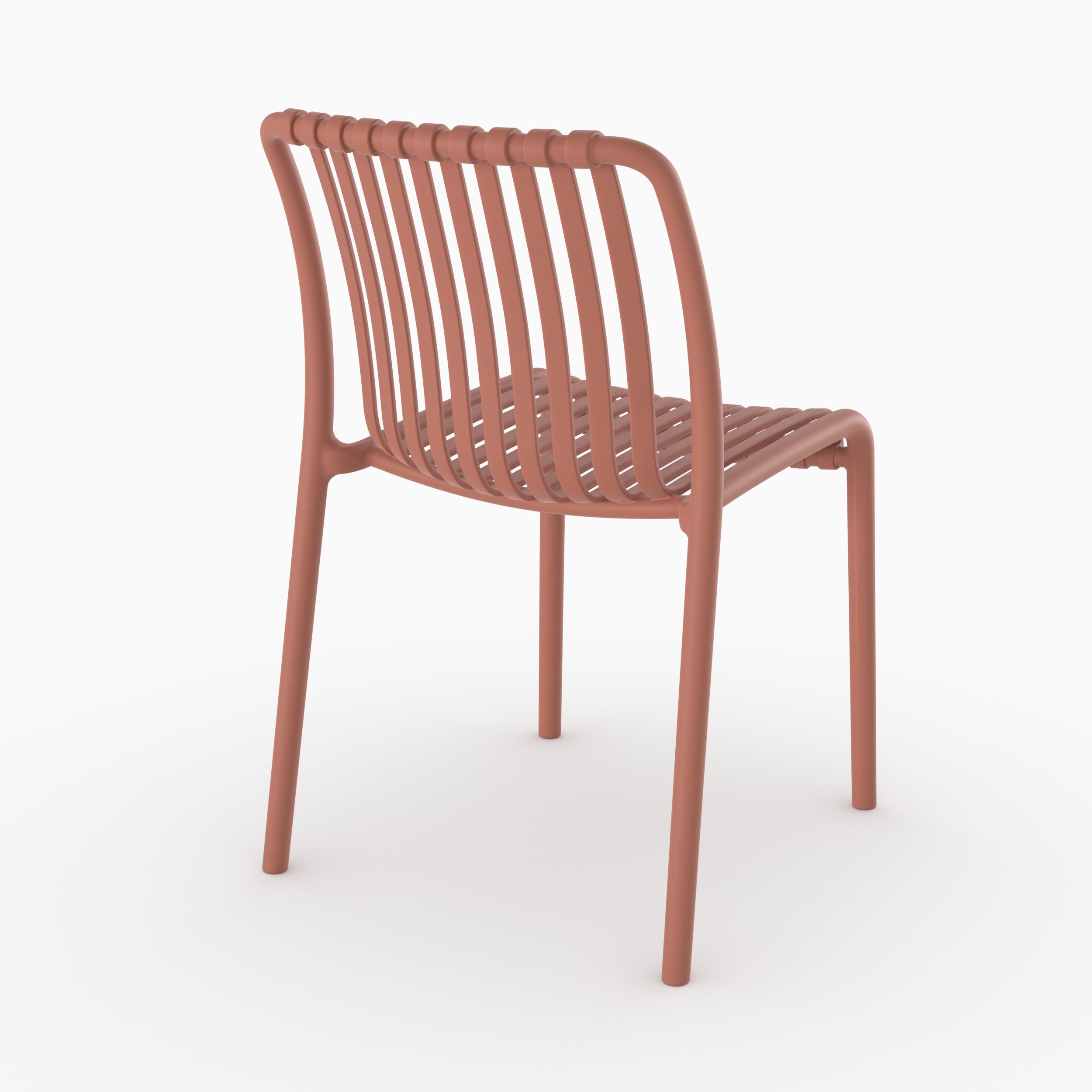 Duli chaise extérieur plastique terracotta design empilable vue de face