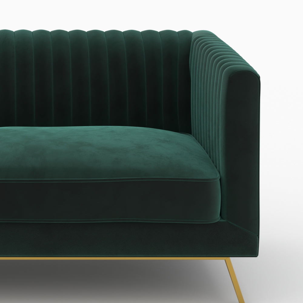 duo canape velours vert pieds dores