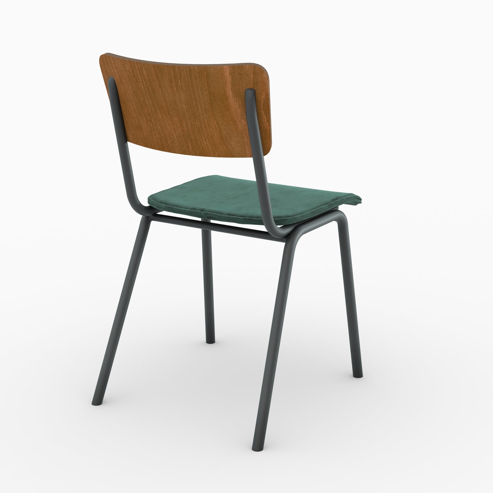 duo sedie scolari nico velluto verde legno scuro metallo