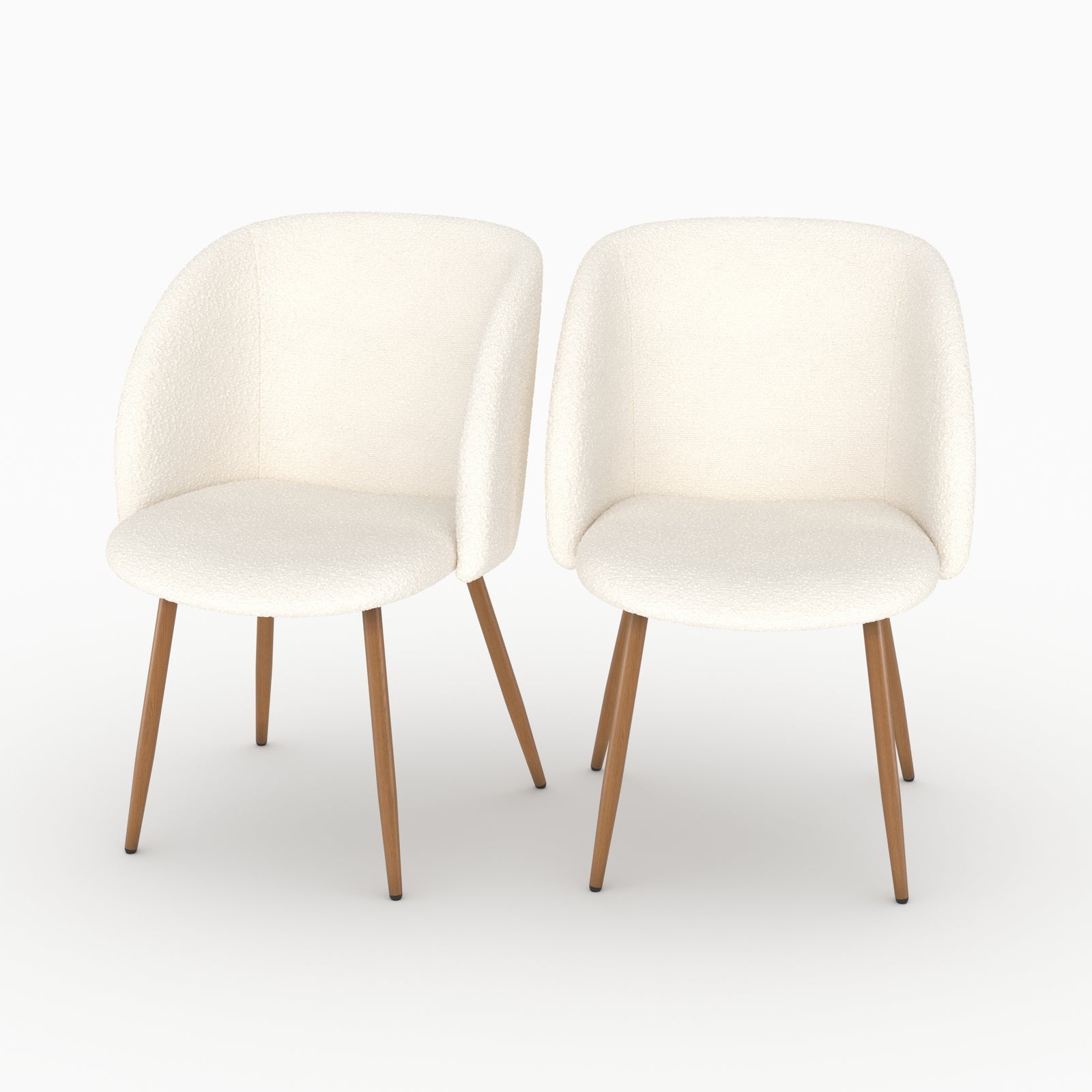 Duo chaises Swan tissu bouclé beige