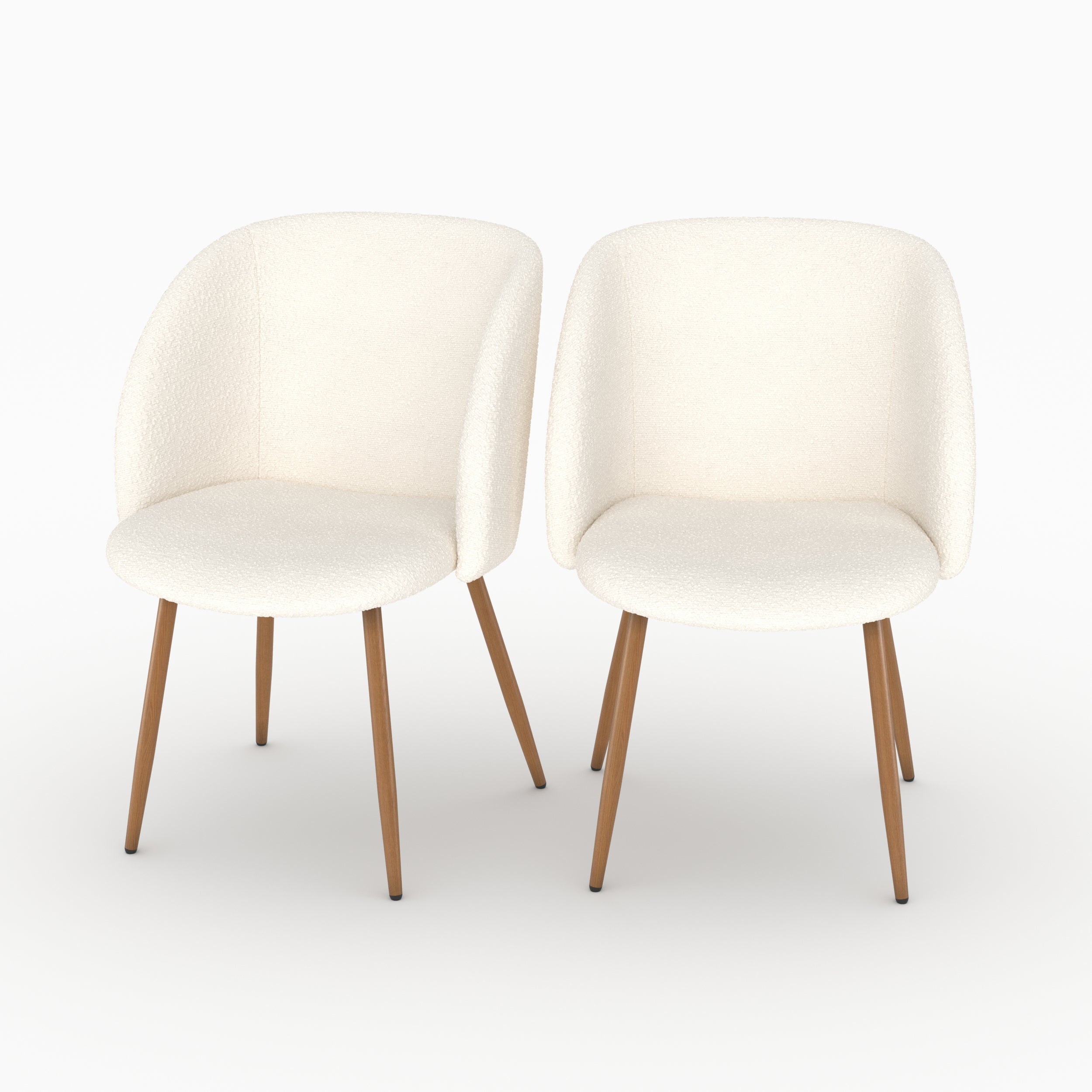 Duo chaises Swan tissu bouclé beige